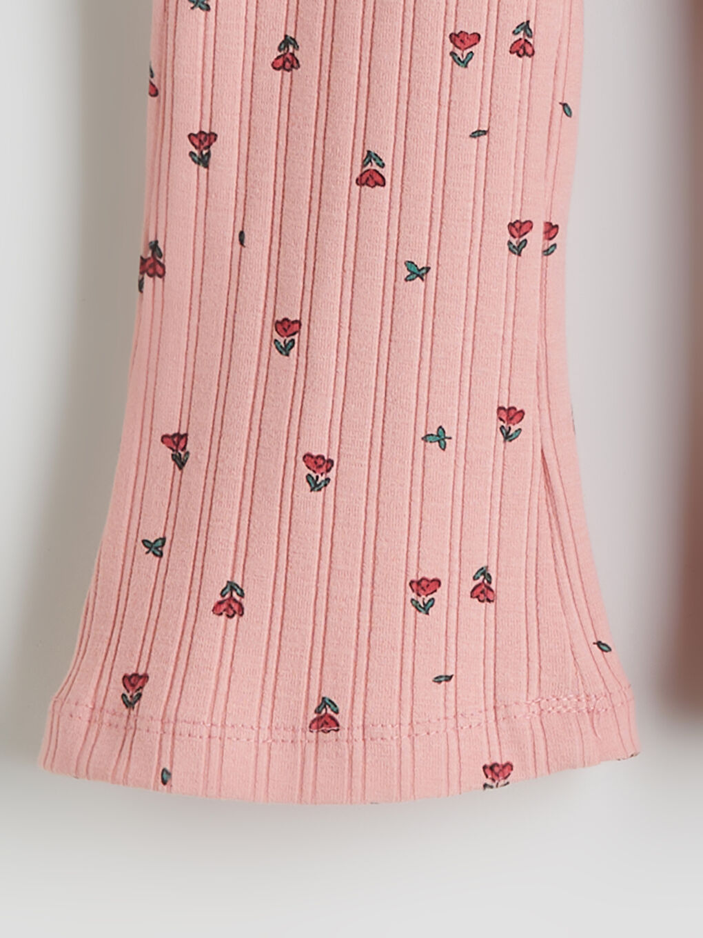 Pembe Çiçekli İspanyol Paça Kız Çocuk Tayt  Pantolon-2