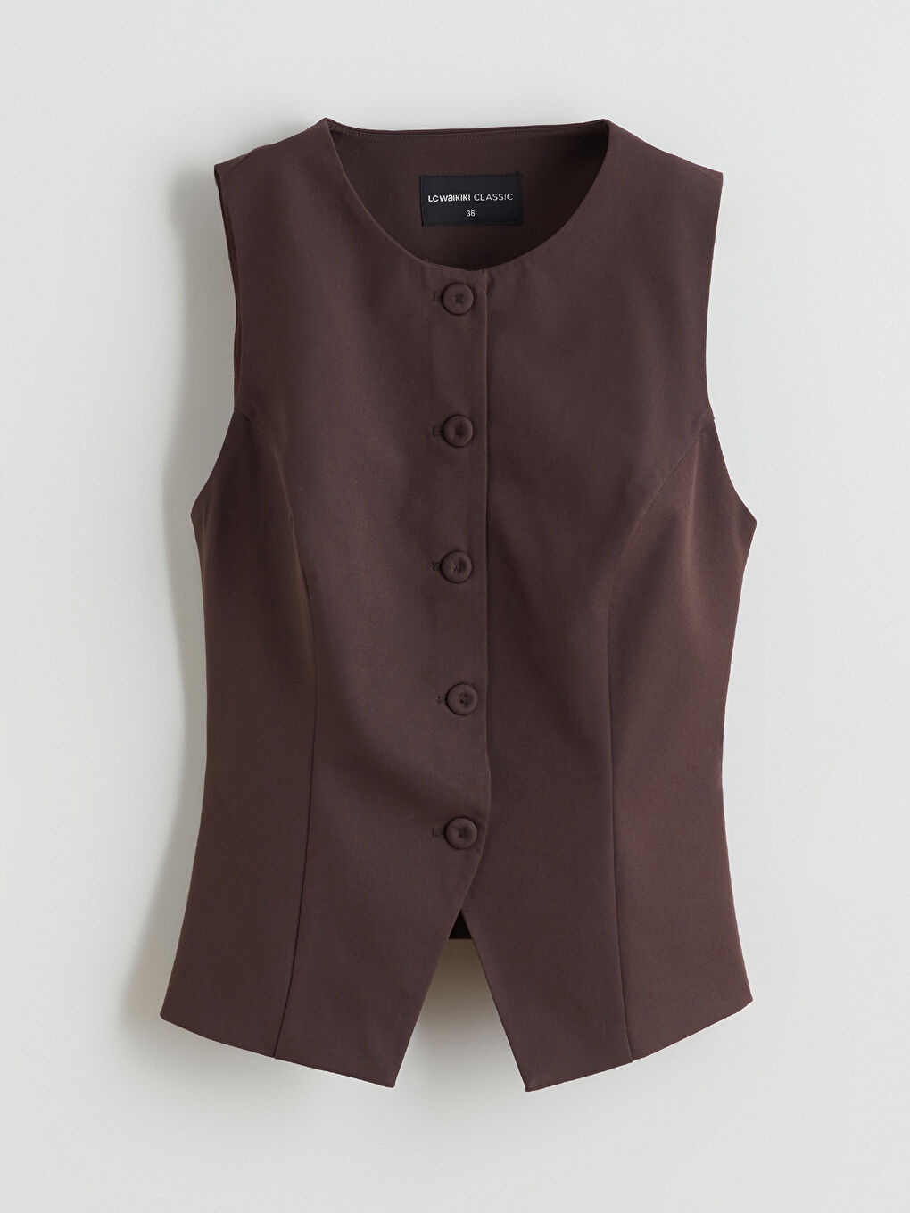 Kahverengi Bisiklet Yaka Kadın Klasik Yelek-8