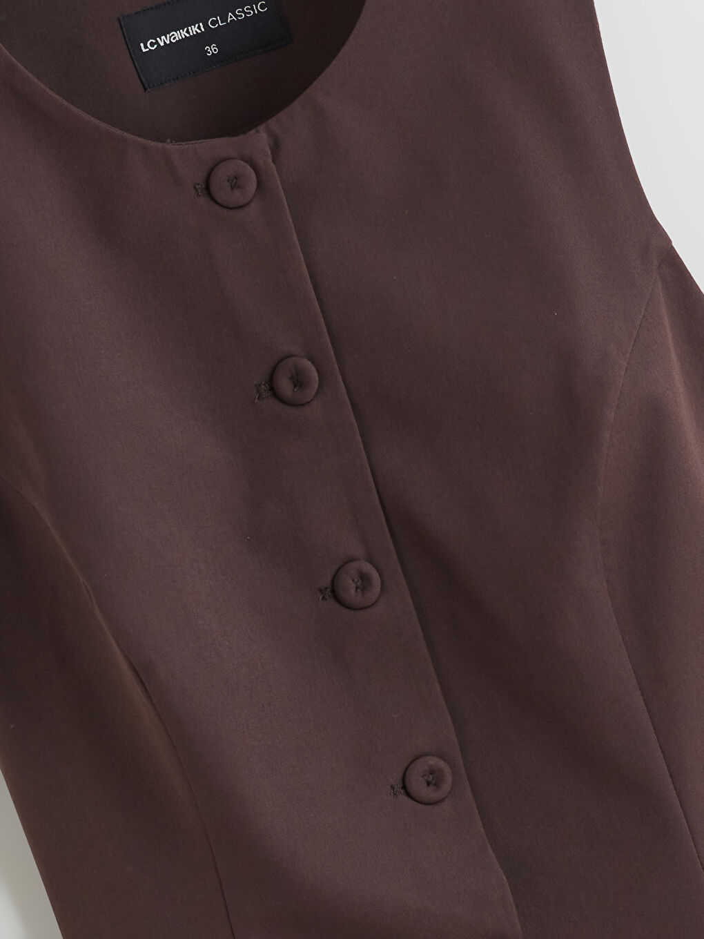 Kahverengi Bisiklet Yaka Kadın Klasik Yelek-9