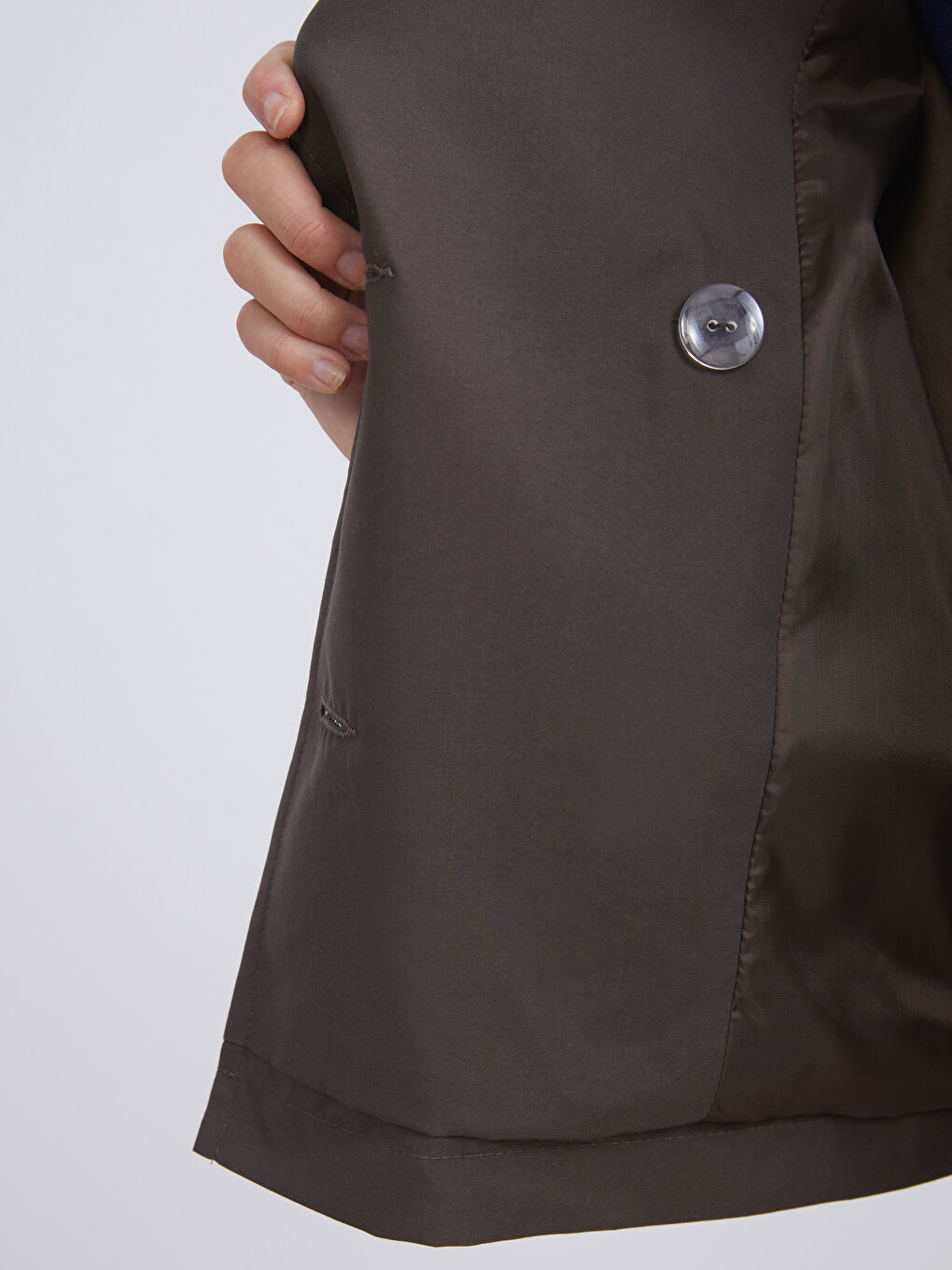 Kahverengi Kruvaze Yaka Oversize Kadın Trençkot-2