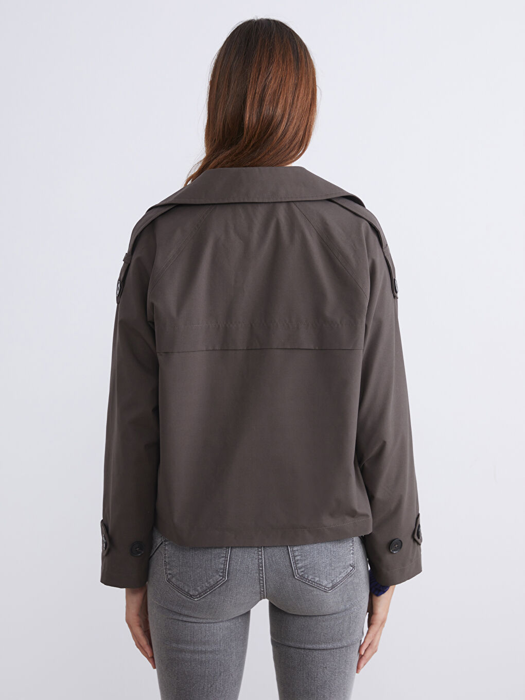 Kahverengi Kruvaze Yaka Oversize Kadın Trençkot-4