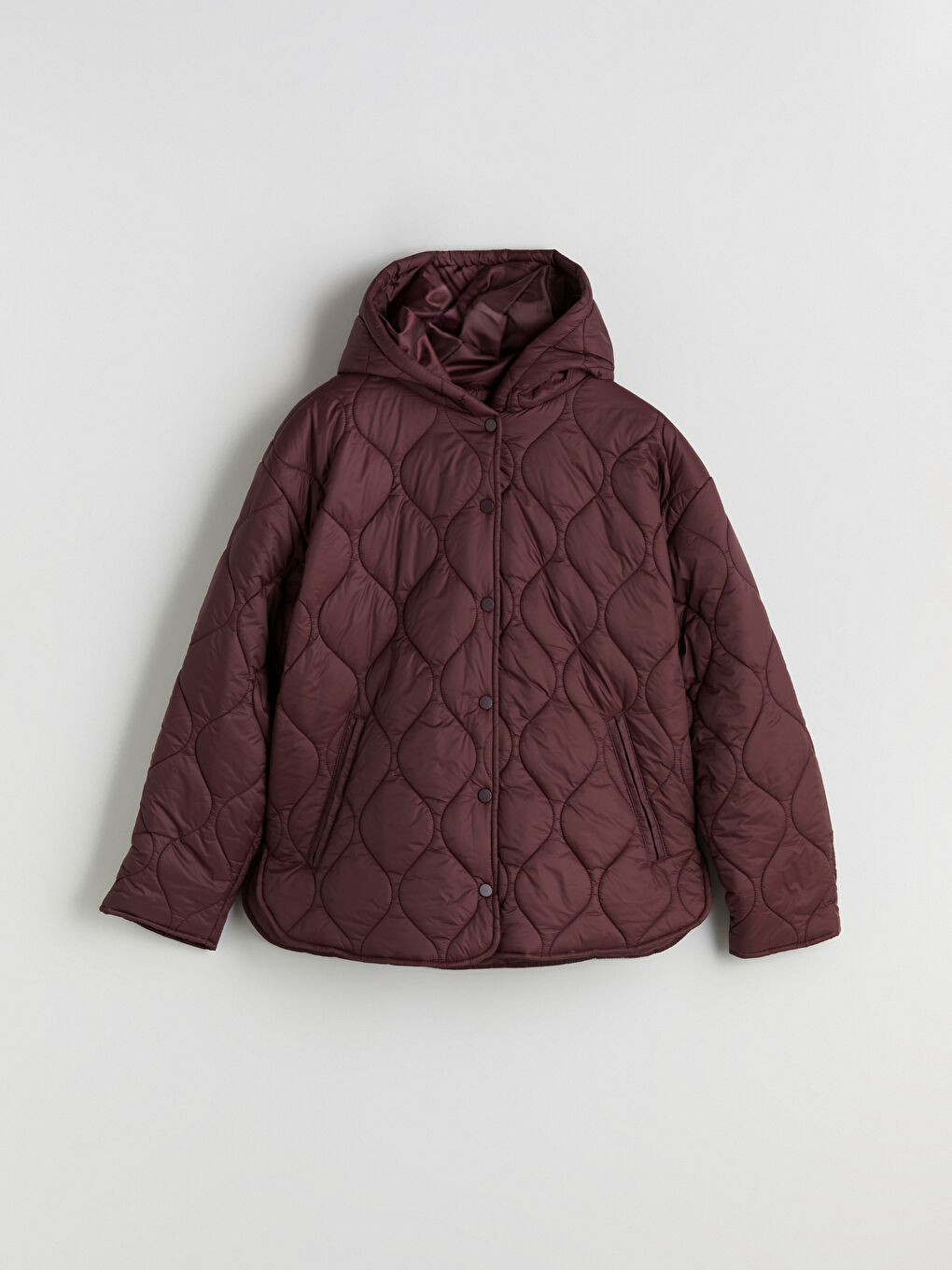 Bordo Kapüşonlu Kapitone Kadın Şişme Mont-5