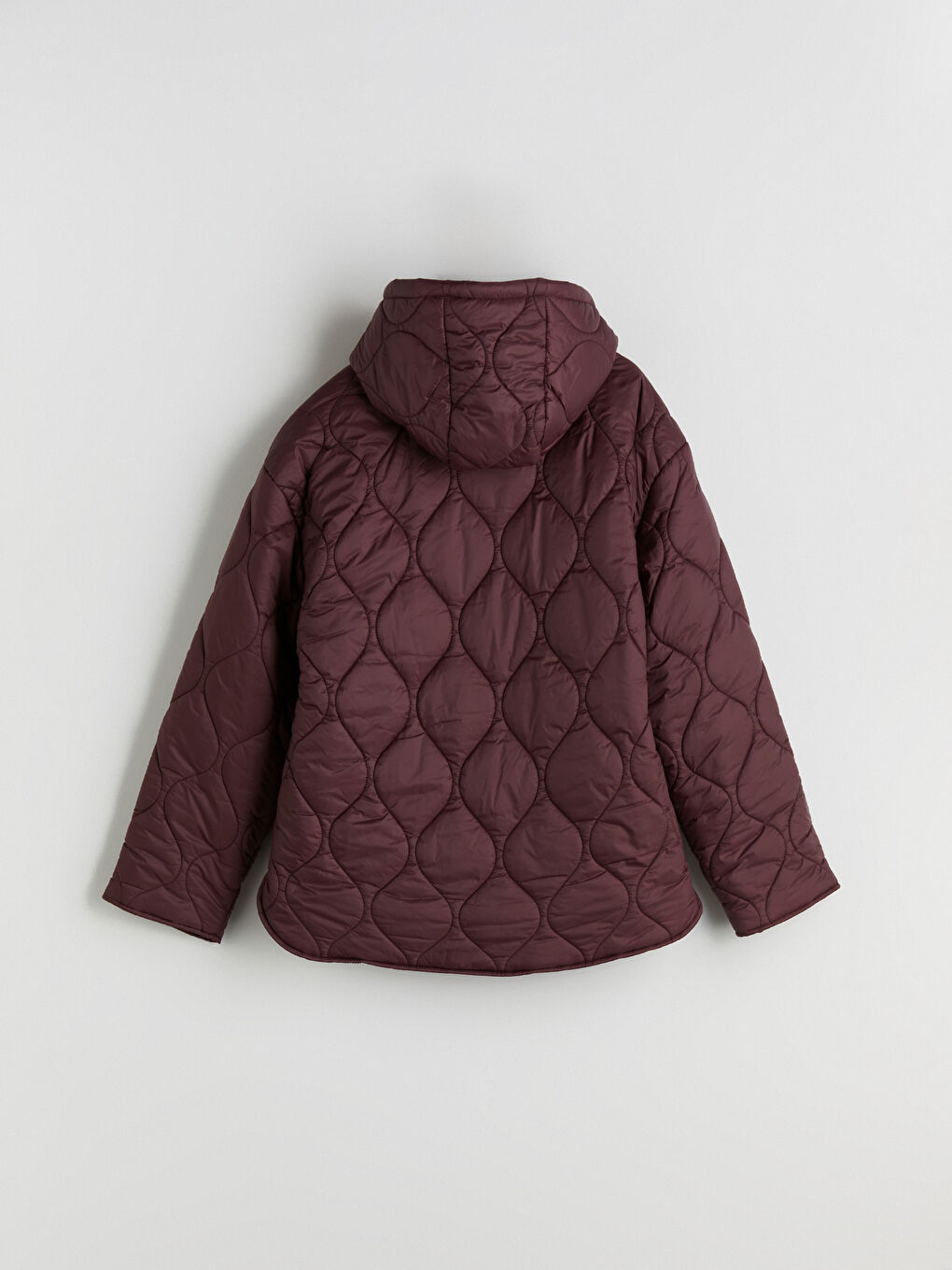 Bordo Kapüşonlu Kapitone Kadın Şişme Mont-7