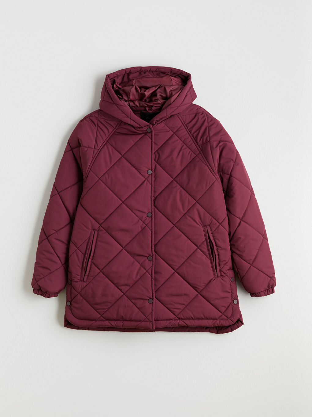 Bordo Kapüşonlu Kapitone Kadın Şişme Mont-4