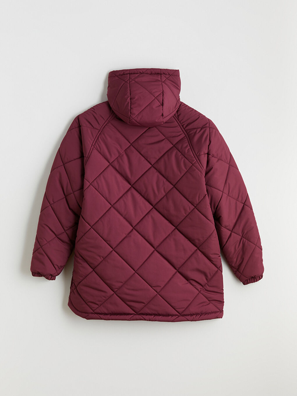 Bordo Kapüşonlu Kapitone Kadın Şişme Mont-6