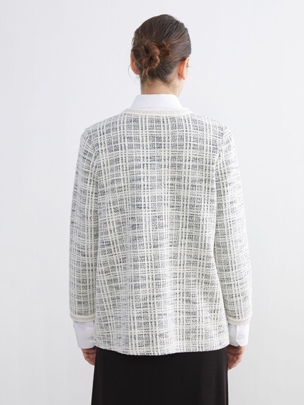 Crew Neck Patterned Women's Cardigan-3