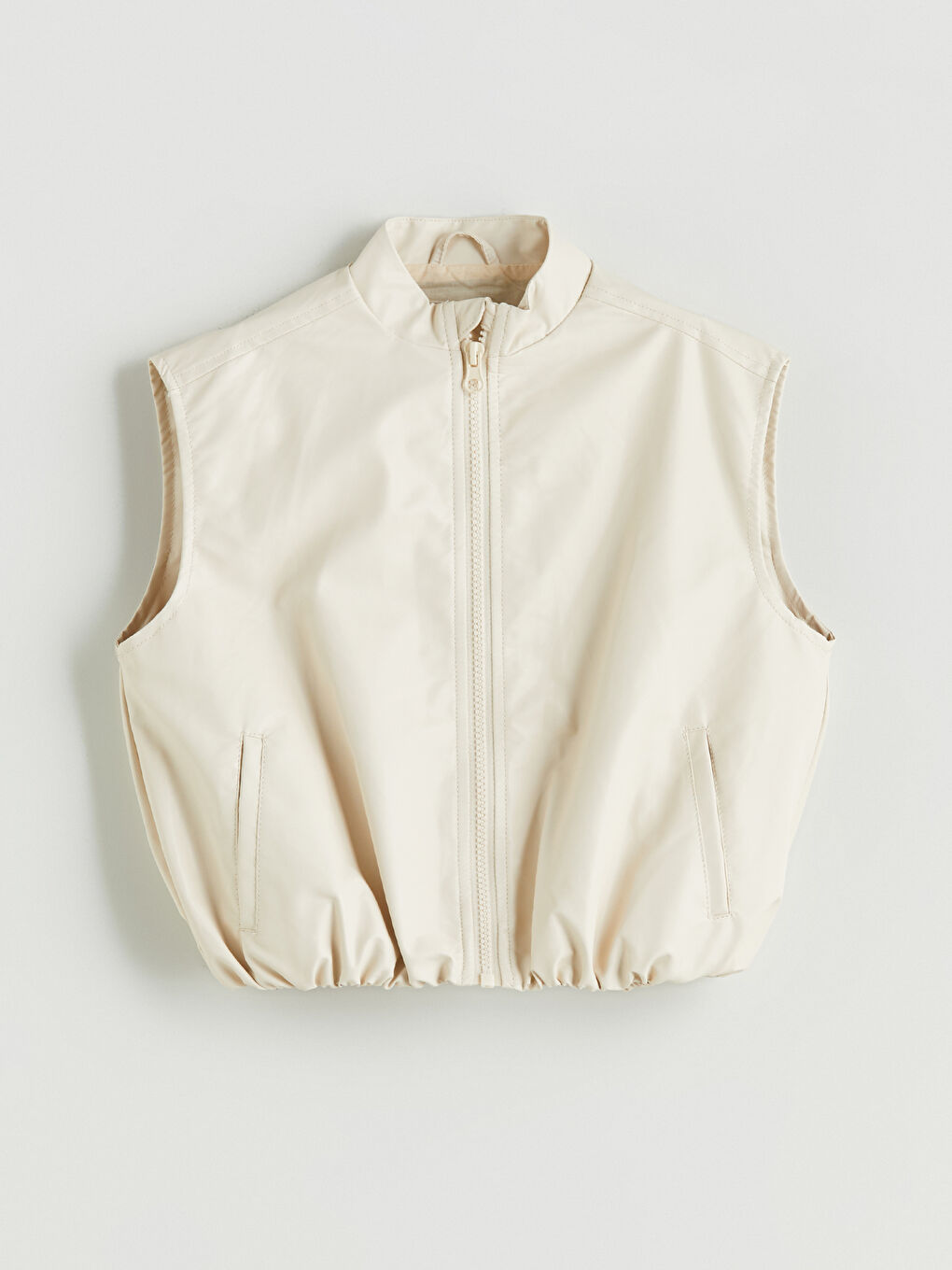 Bej Dik Yaka Kız Çocuk Yelek