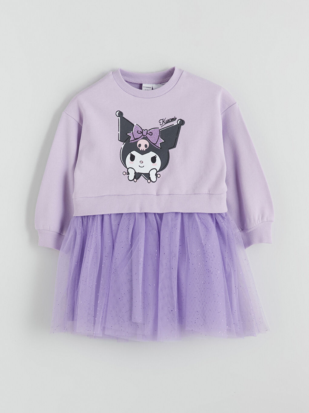 Crew Neck Kuromi Printed Girls' Dress-2