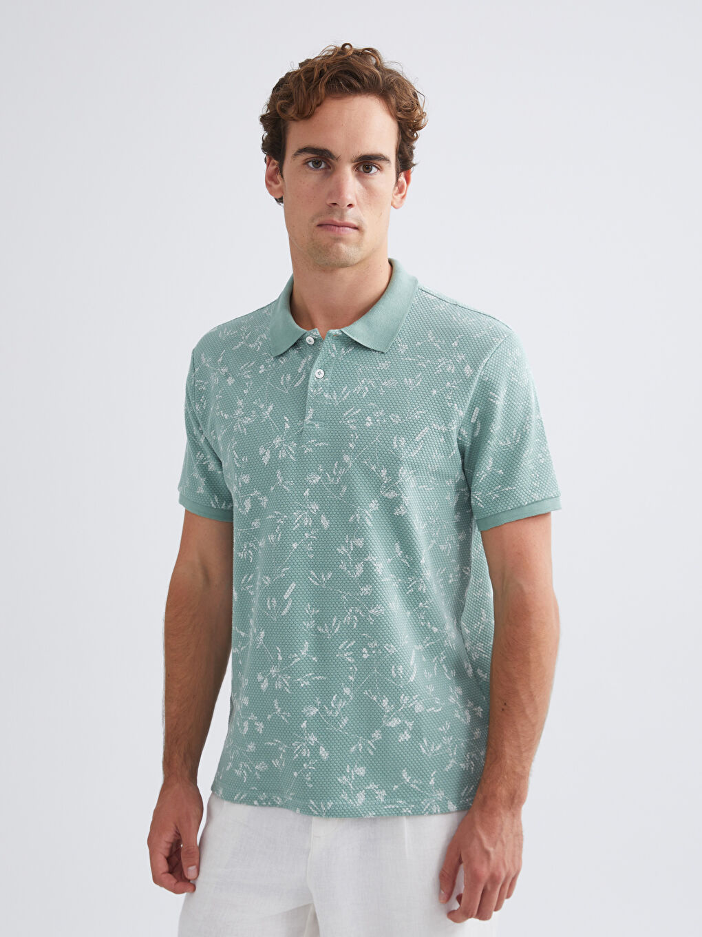 Patterned Men's Polo Neck T-Shirt