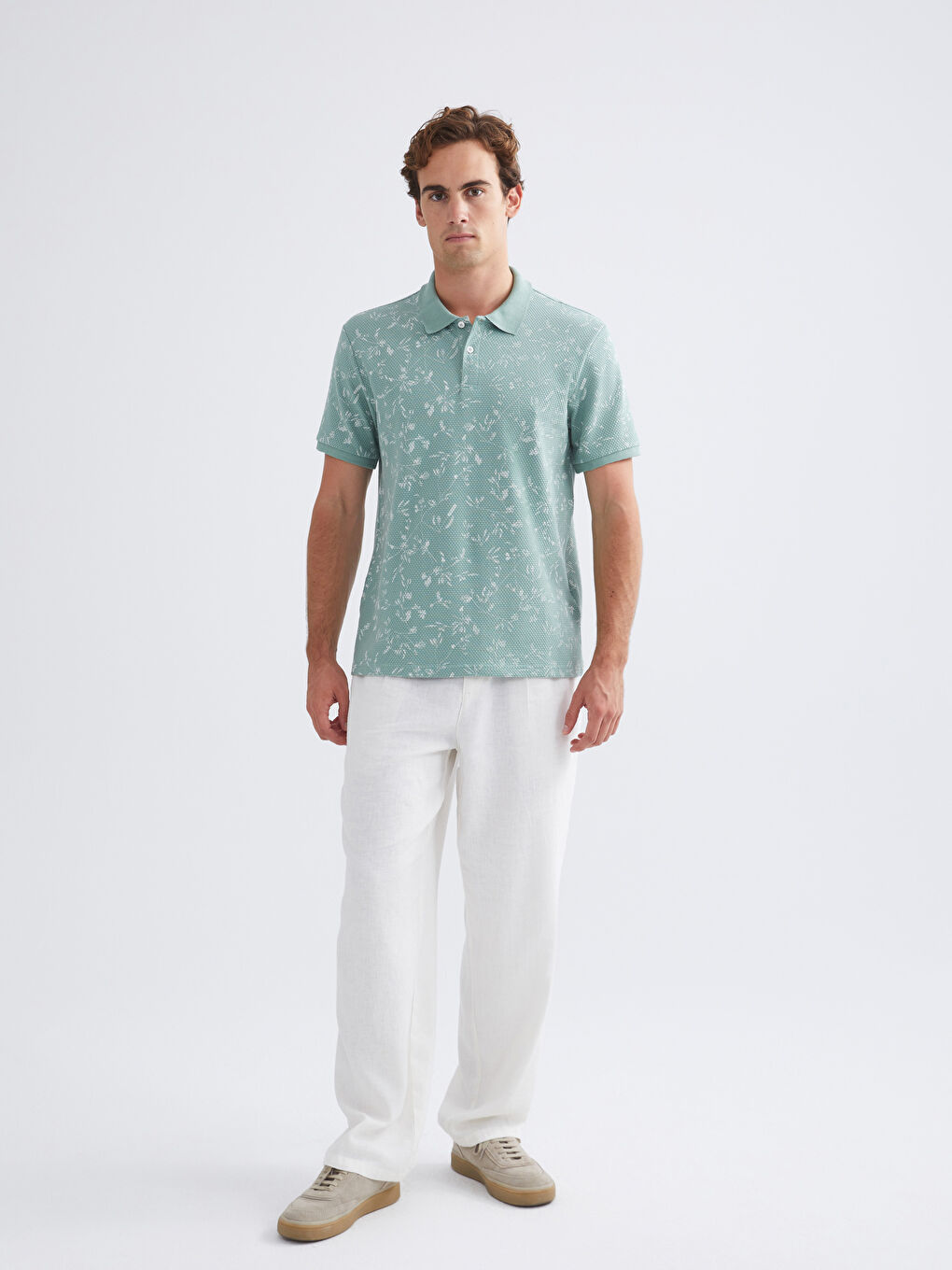 Patterned Men's Polo Neck T-Shirt-1