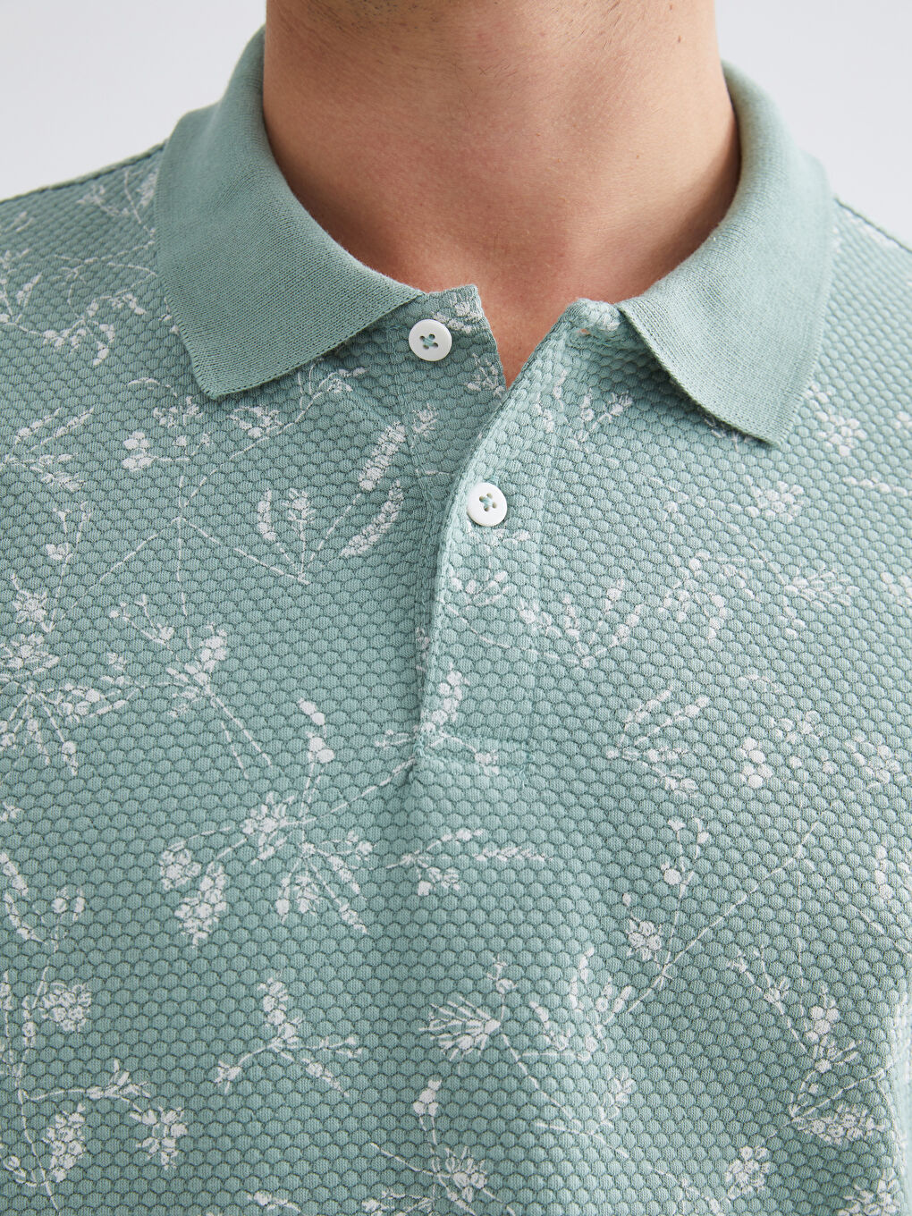 Patterned Men's Polo Neck T-Shirt-2
