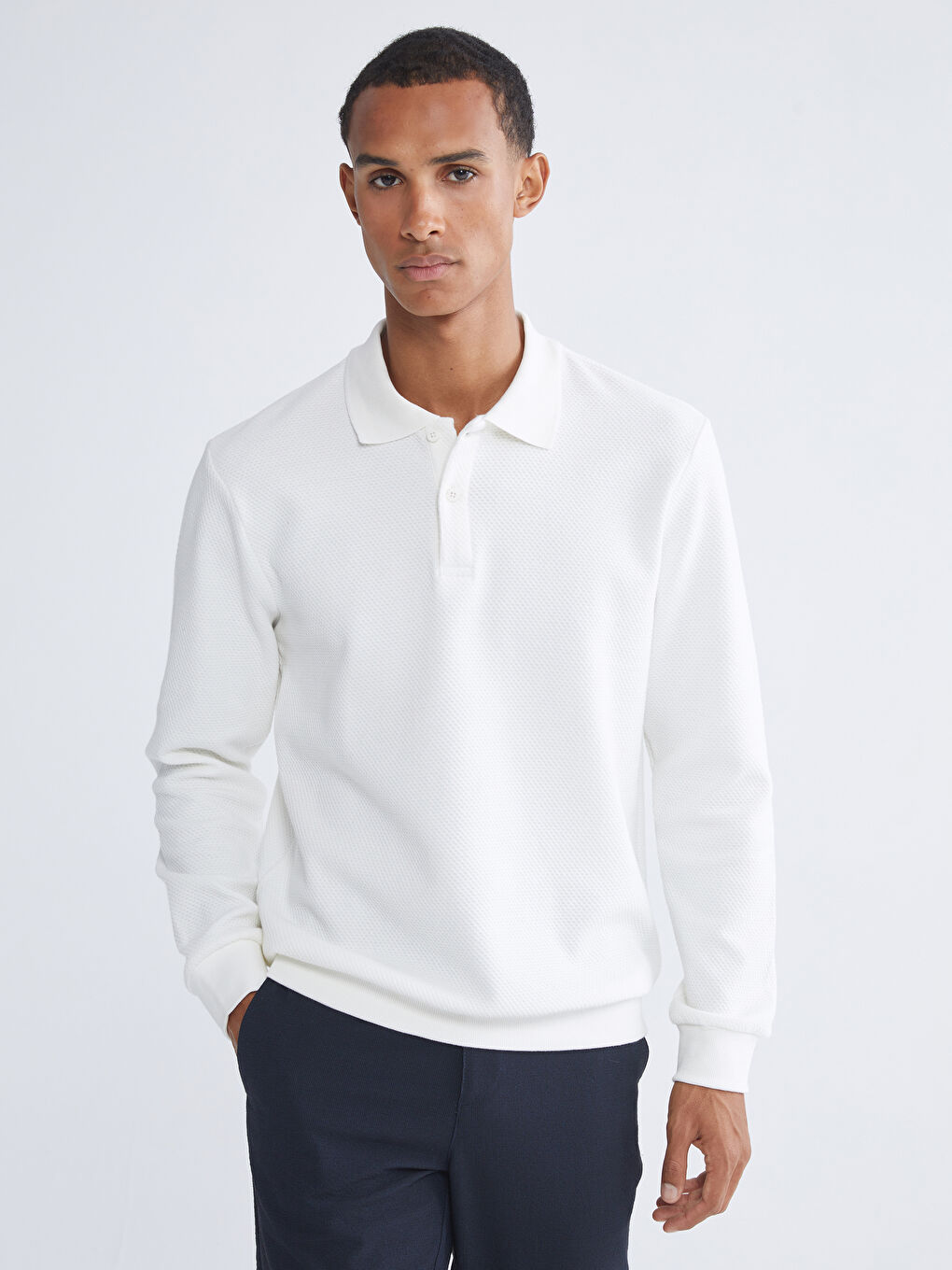 كنزة رياضية بياقة بولو للرجال-1