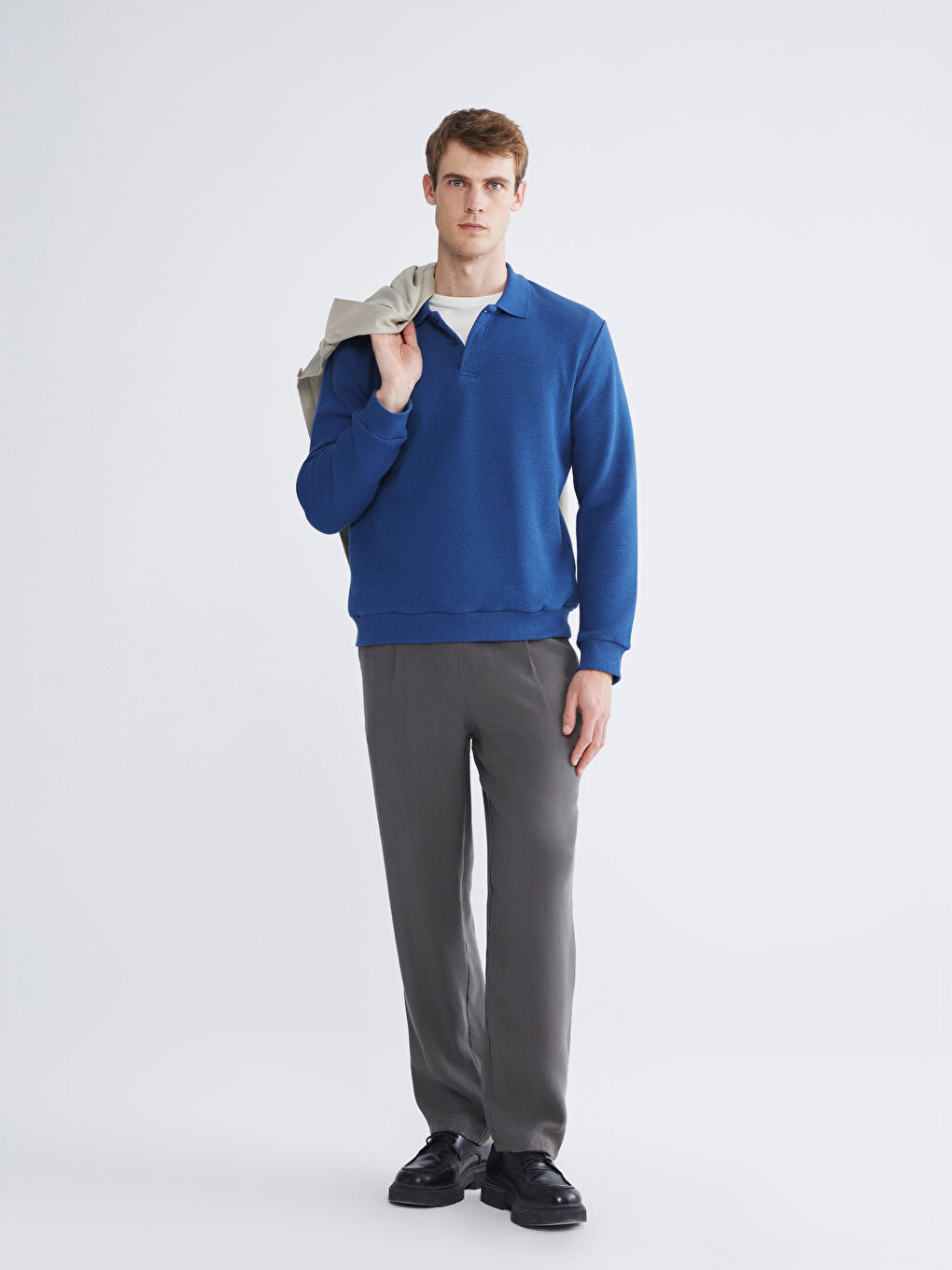 Polo Neck Men's Sweatshirt-3