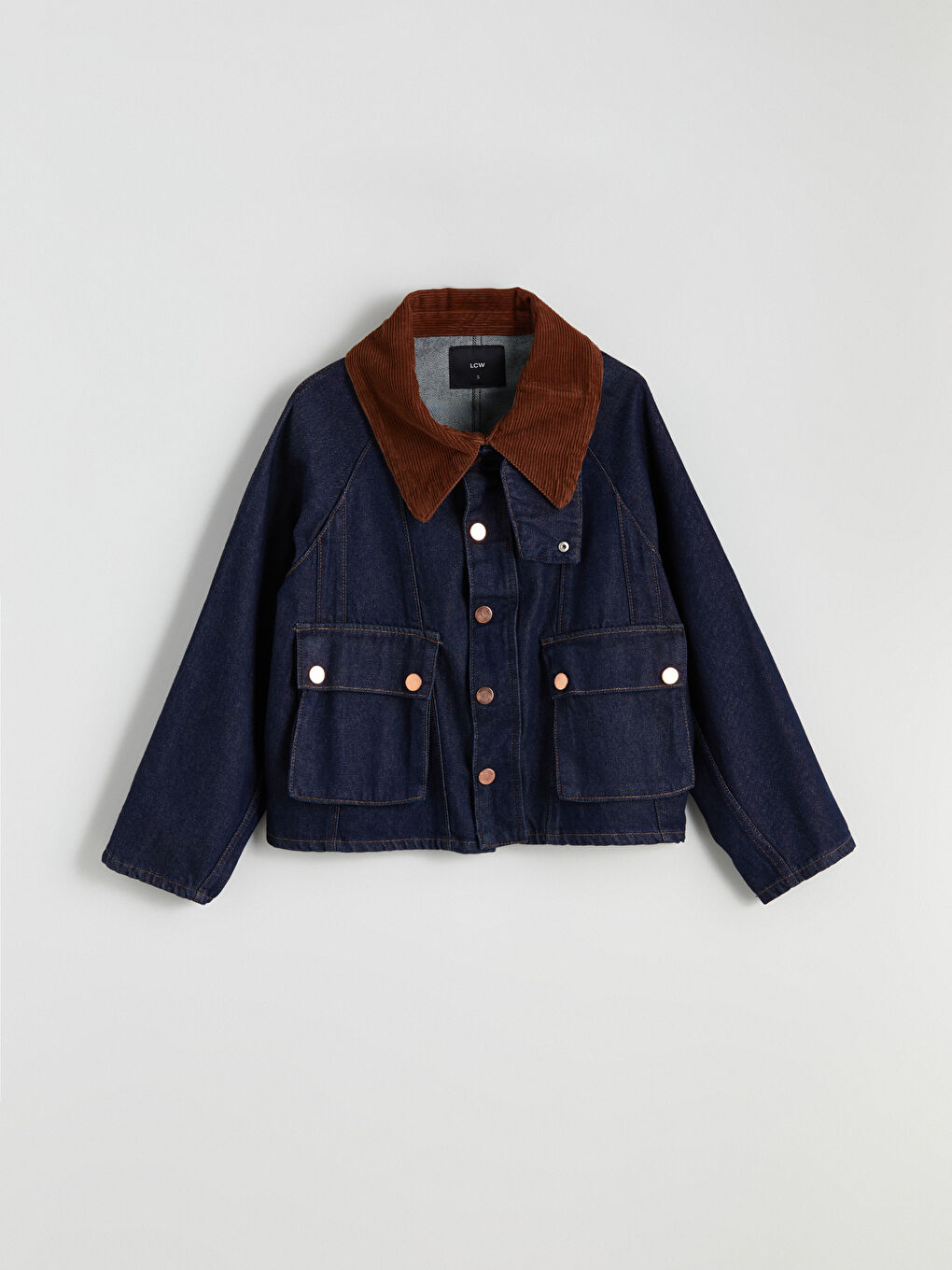 İndigo Gömlek Yaka Oversize Kadın Jean Ceket-4