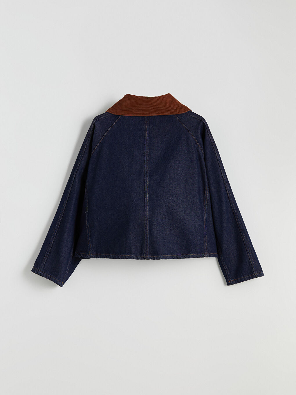 İndigo Gömlek Yaka Oversize Kadın Jean Ceket-5