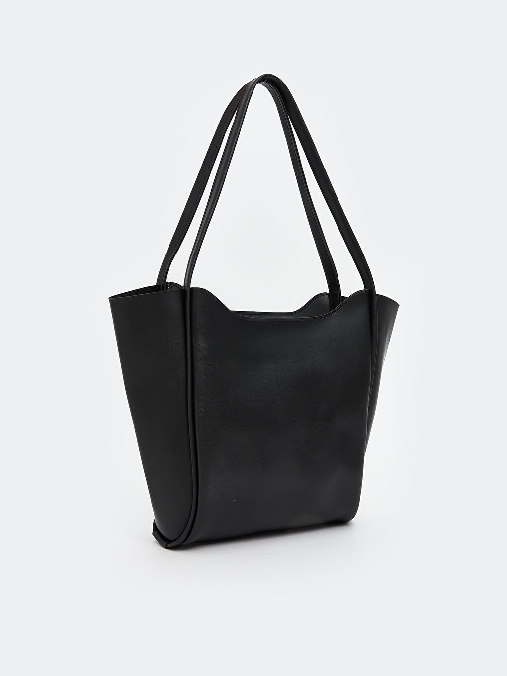 Siyah Deri Görünümlü Kadın Kol Çantası-1