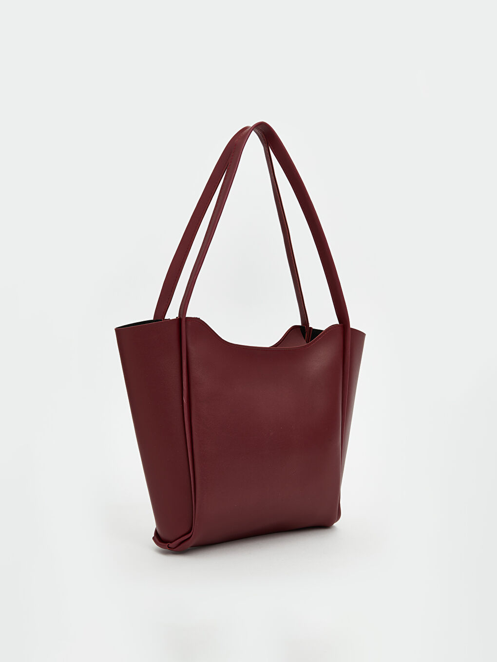 Bordo Deri Görünümlü Kadın Kol Çantası-1