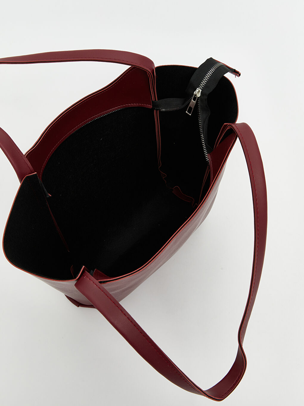 Bordo Deri Görünümlü Kadın Kol Çantası-2