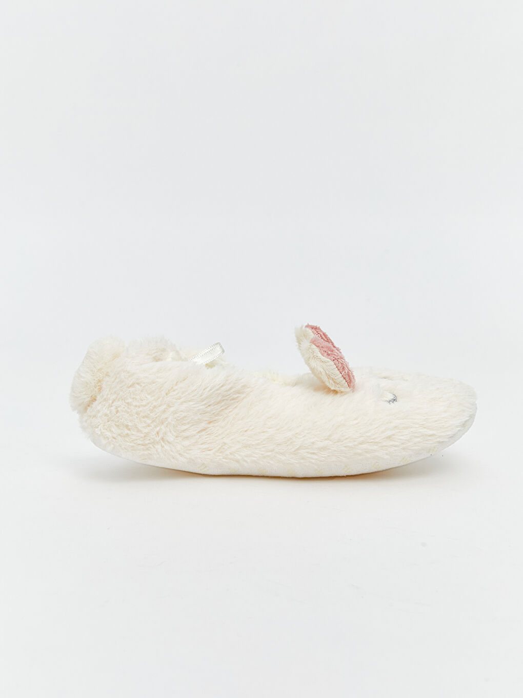 Ekru Tavşan Nakışlı Kız Çocuk Panduf-1