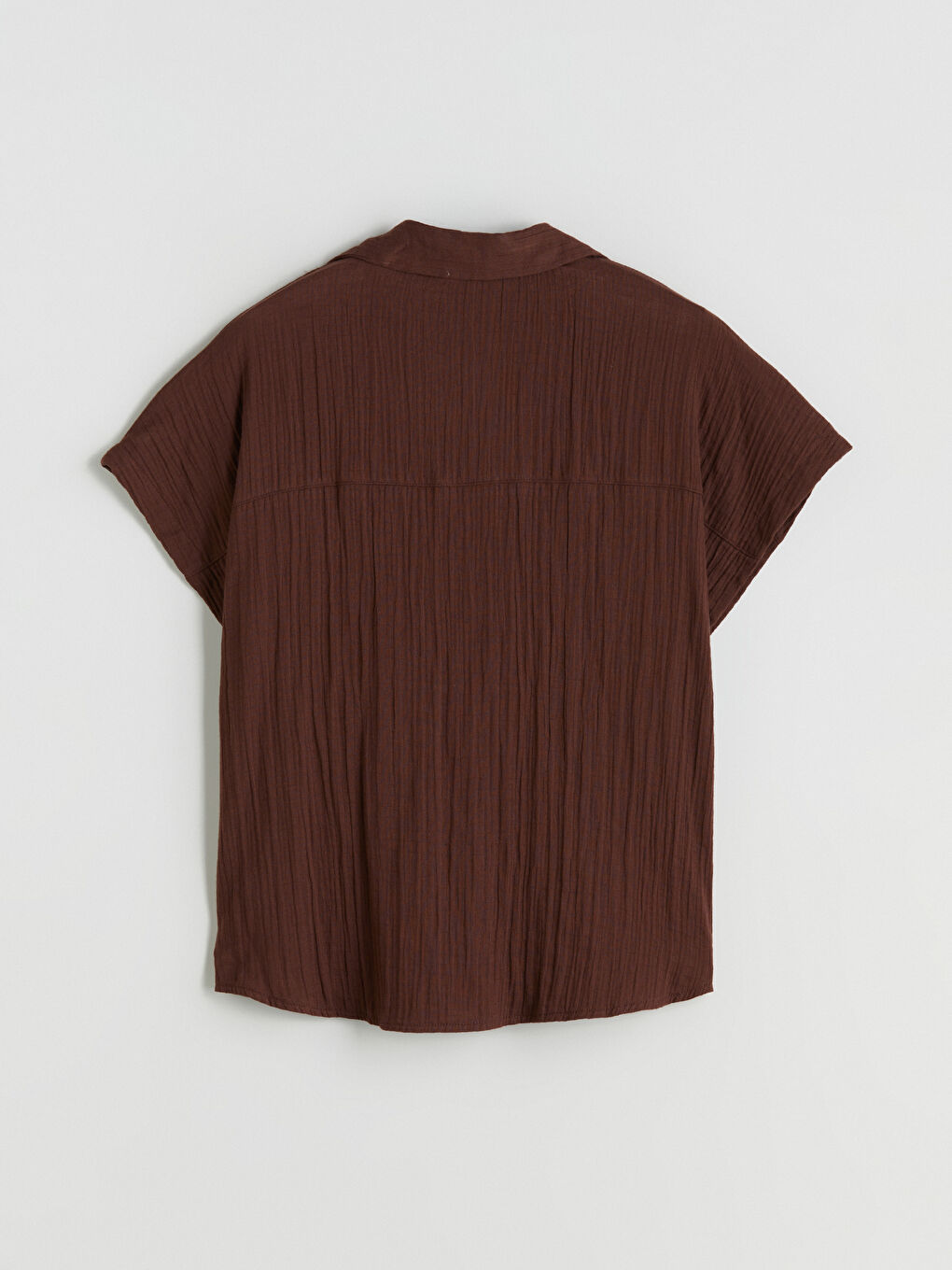 Kahverengi Dokulu Müslin Kadın Gömlek-7