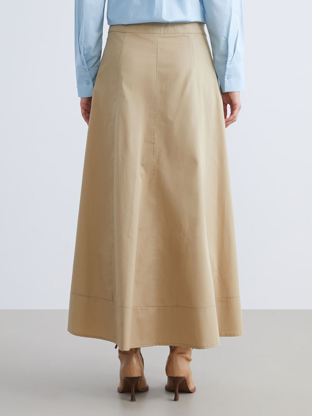 Haki Loose Fit Pileli Etek-4