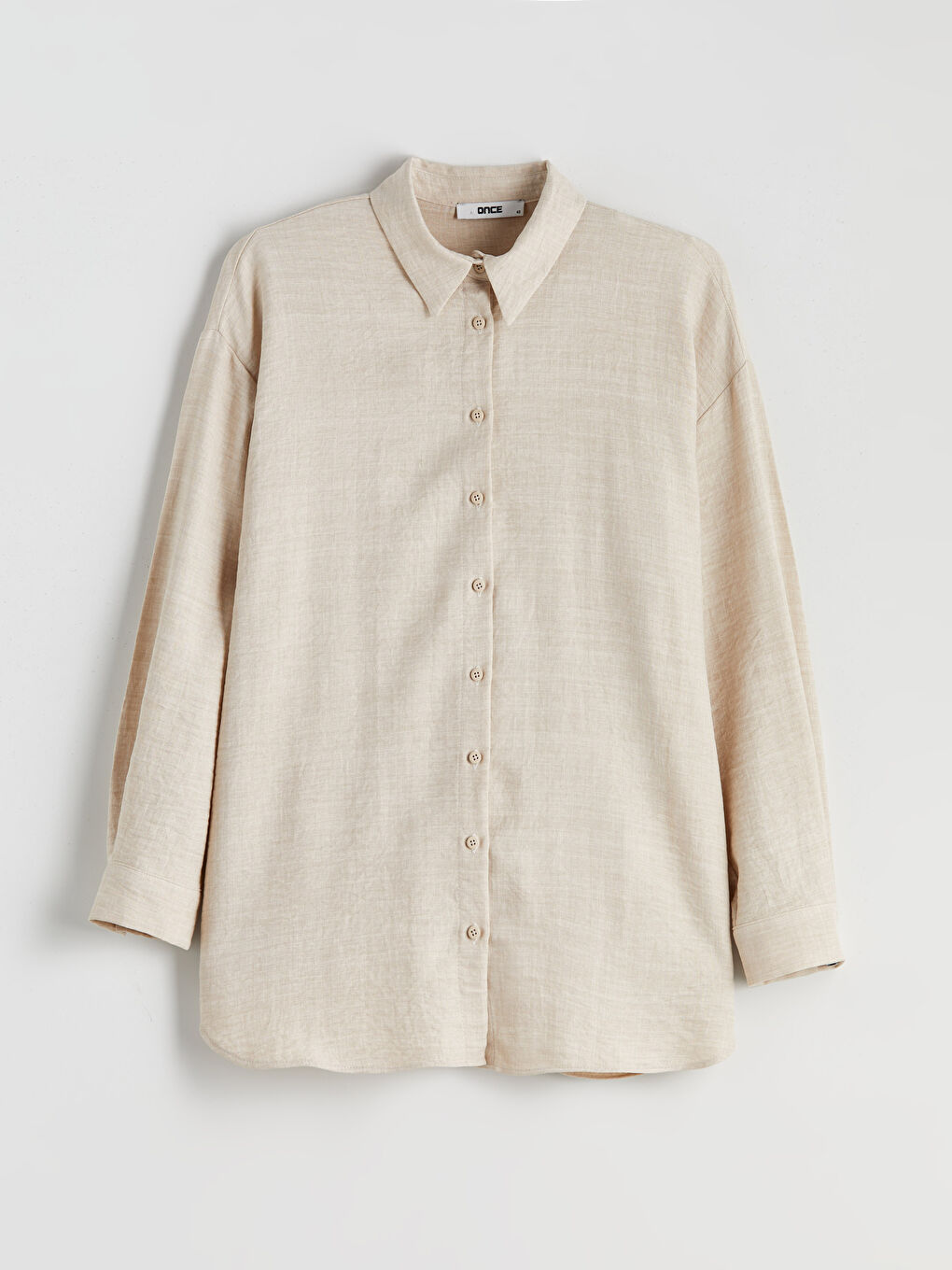 Bej Gabardin Kadın Gömlek-4