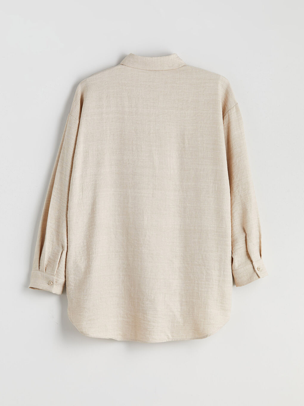 Bej Gabardin Kadın Gömlek-5