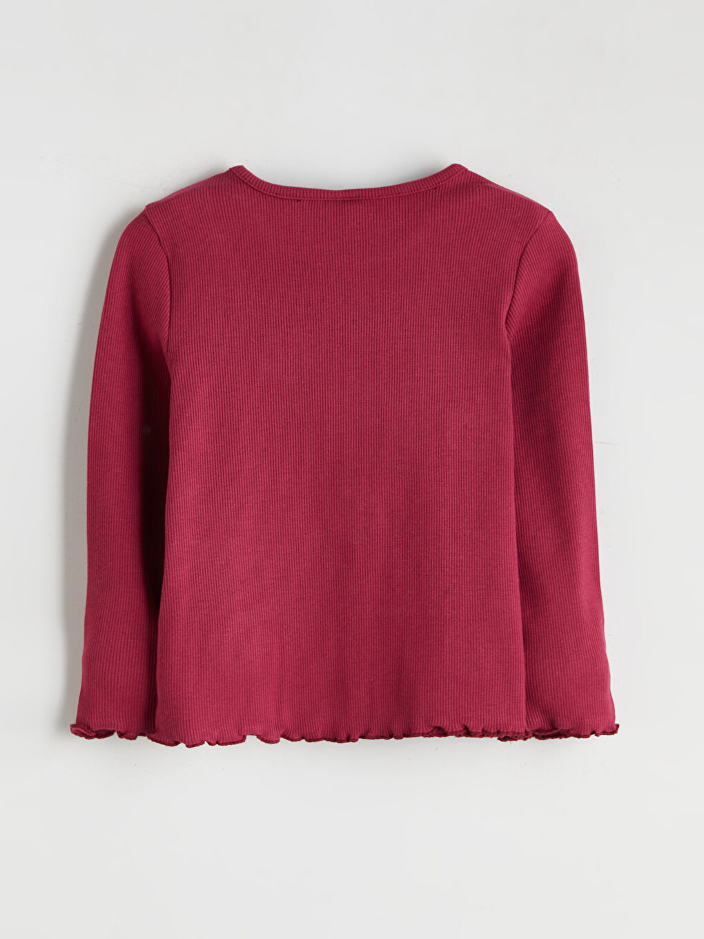 Bordo Bisiklet Yaka Desenli Kız Çocuk Tişört-1