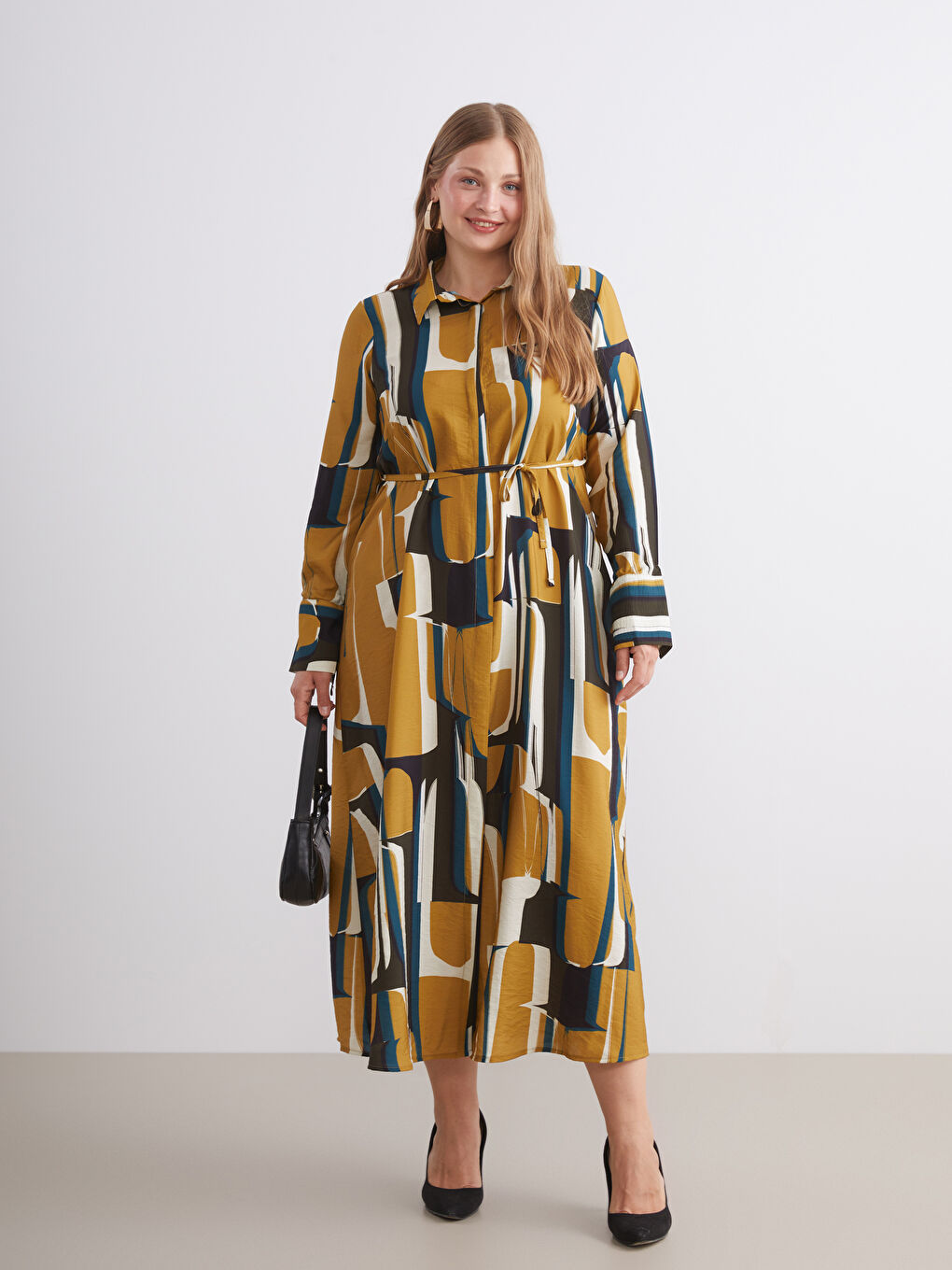 Patterned Shirt Dress-1