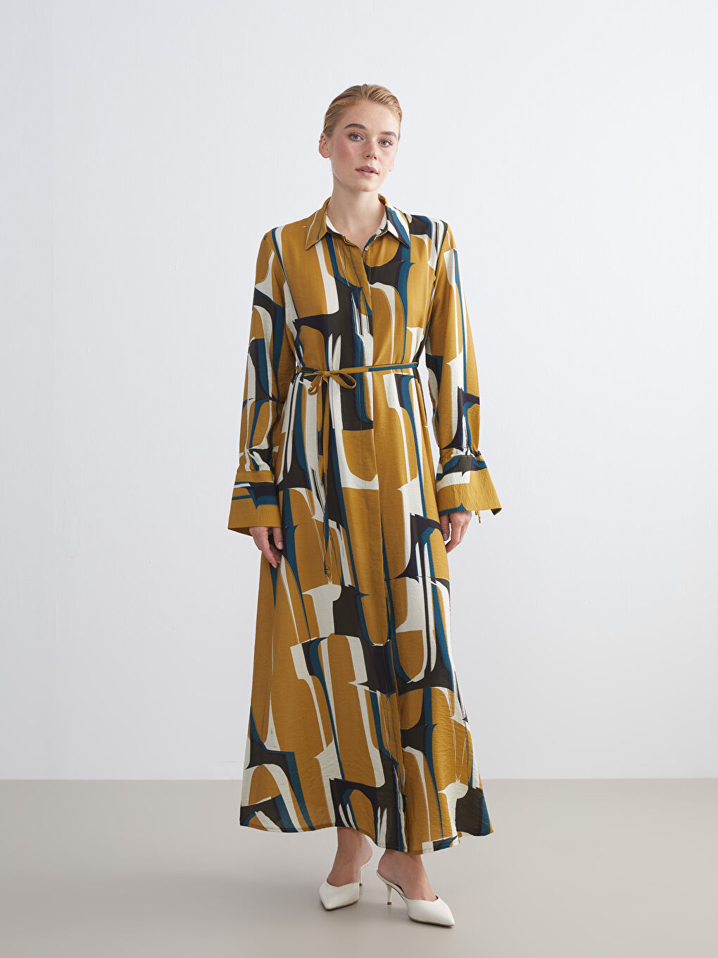 Patterned Shirt Dress