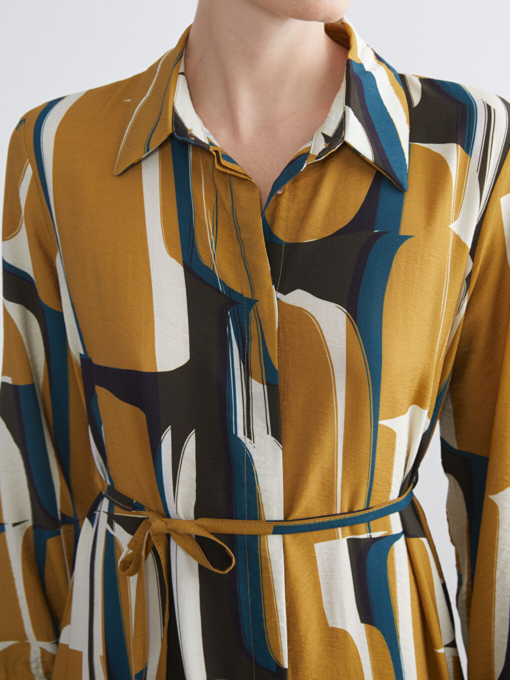 Patterned Shirt Dress-3