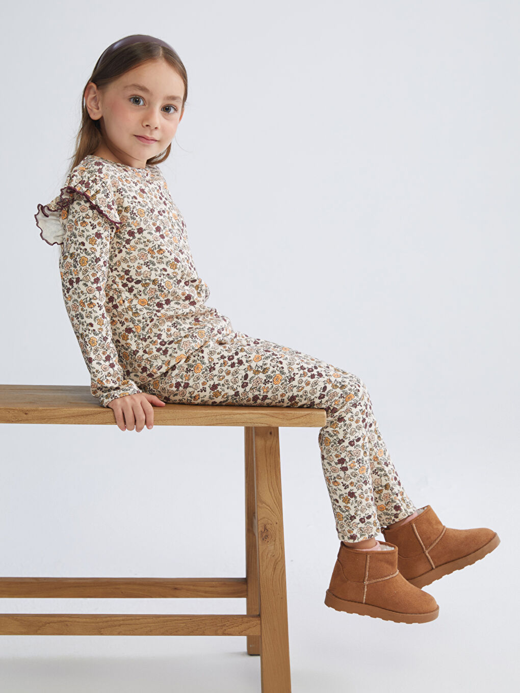 Leggings Floraux à Taille Élastiquée pour Filles