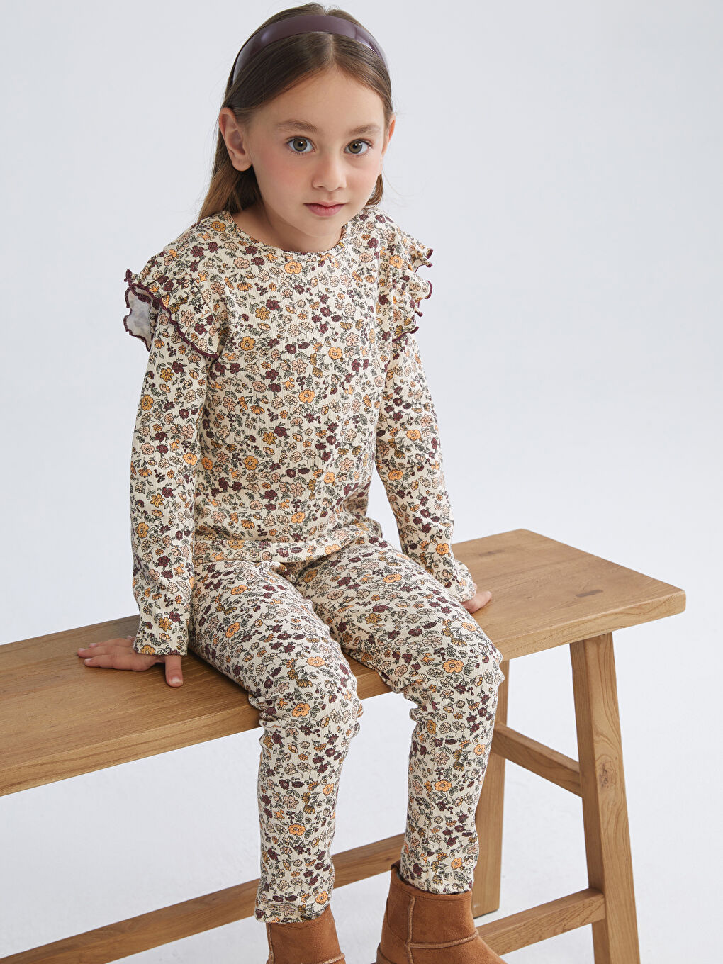 Leggings Floraux à Taille Élastiquée pour Filles-1
