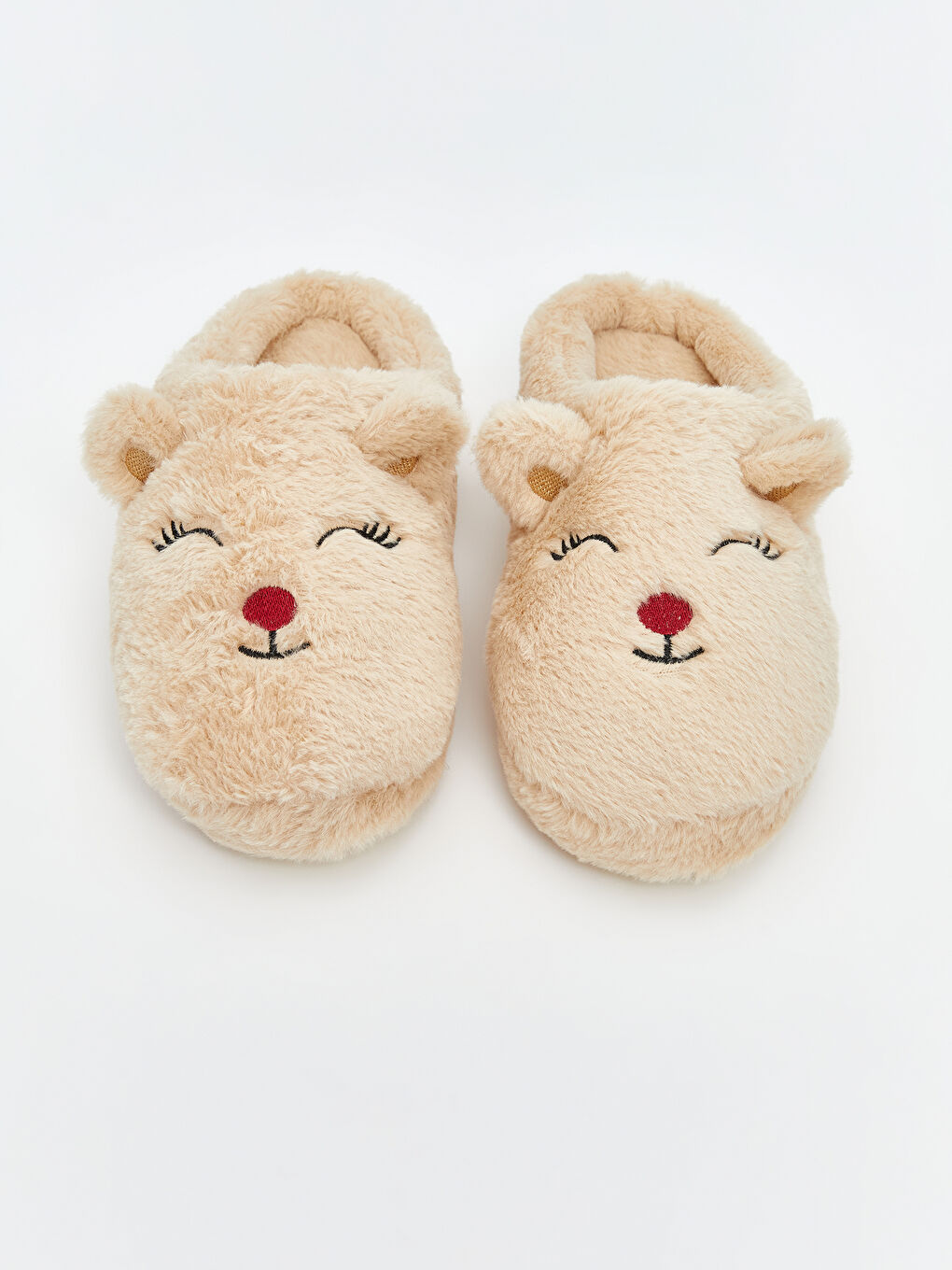 Bej Hayvan Nakışlı Kız Çocuk Ev Terliği-2