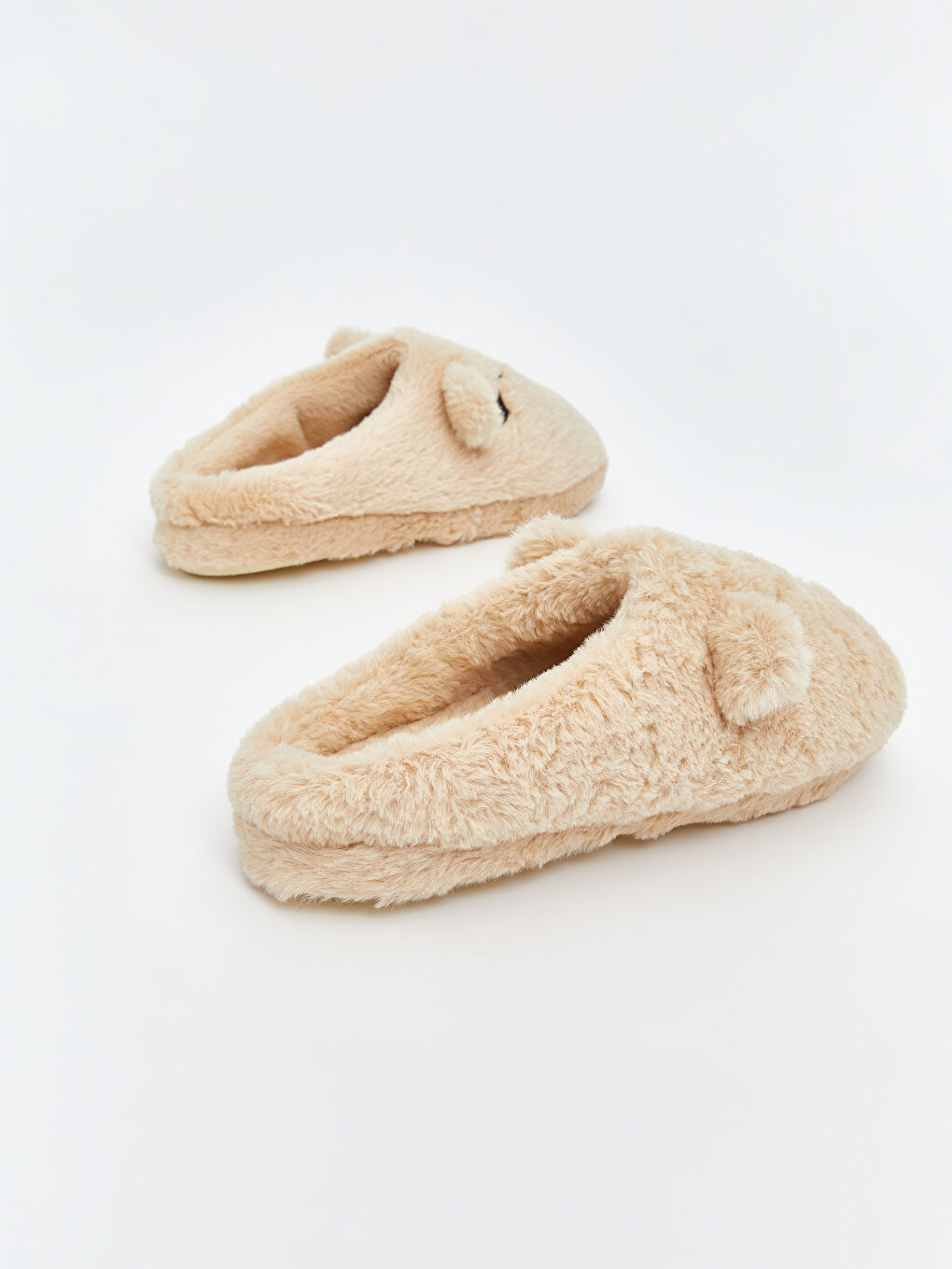 Bej Hayvan Nakışlı Kız Çocuk Ev Terliği-4