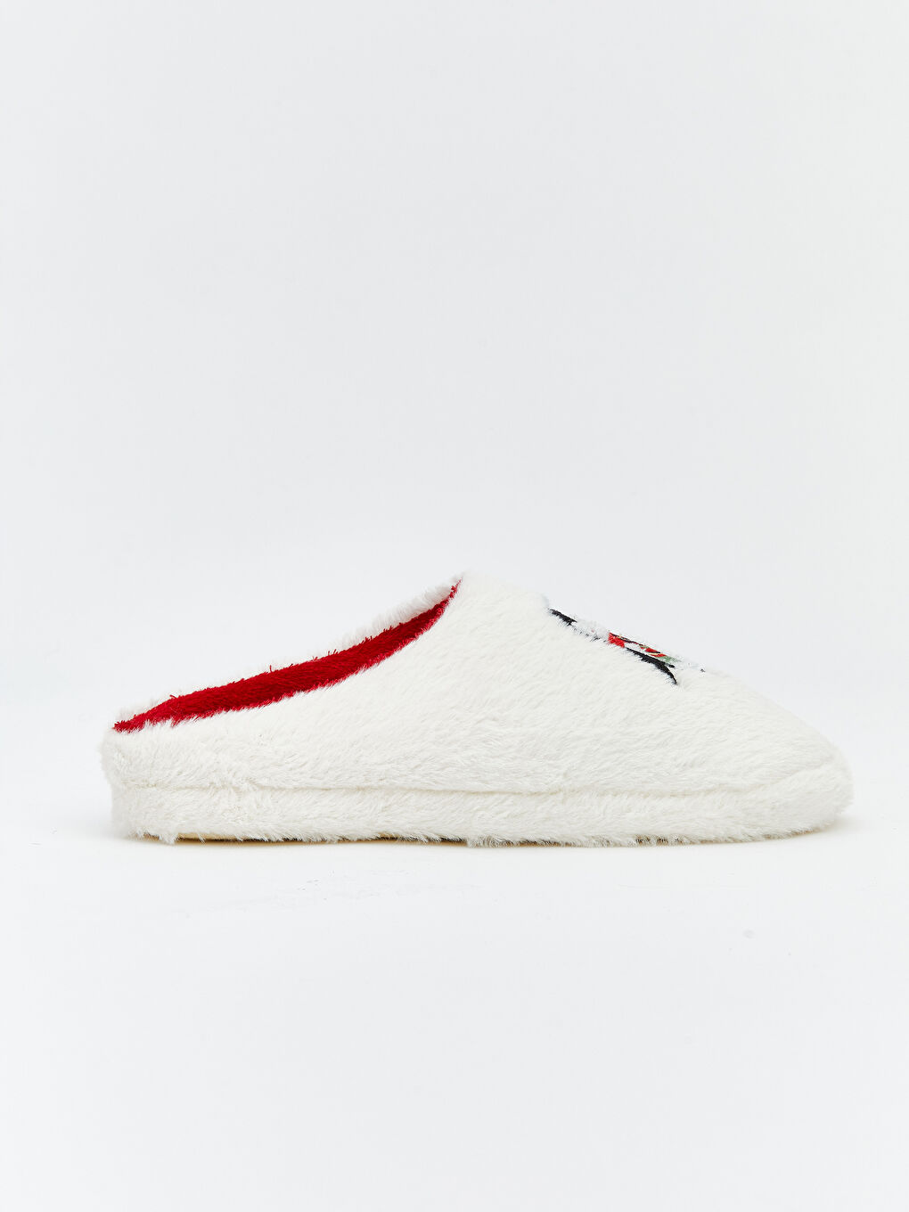 Ekru Penguen Nakışlı Pelüş Kız Çocuk Ev Terliği-1