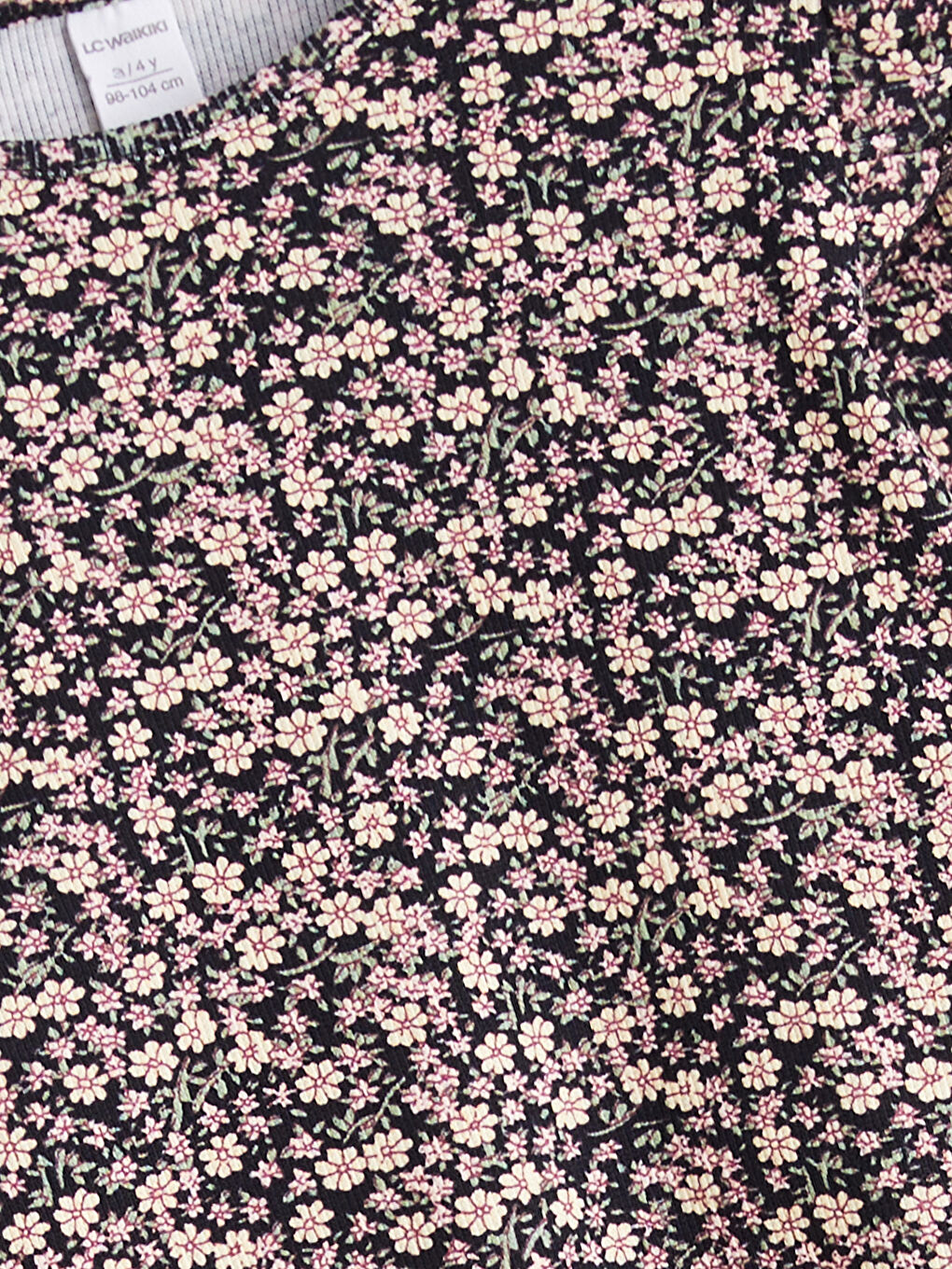 Pembe Kalp Baskılı Fırfırlı Kız Çocuk Tişört-1