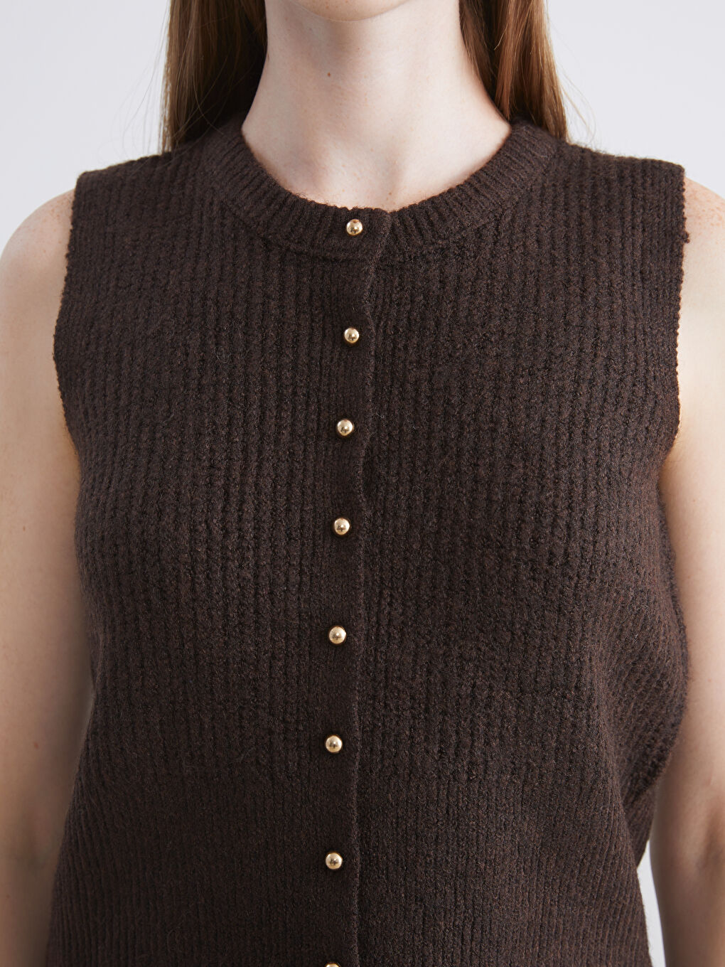 Crew Neck Women's Knitwear Waistcoat-2