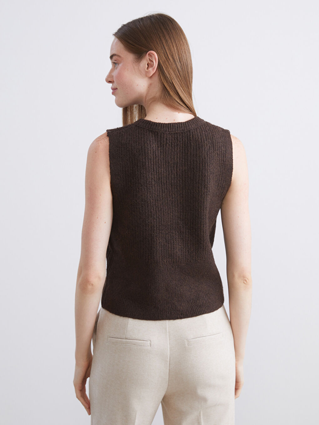 Crew Neck Women's Knitwear Waistcoat-3