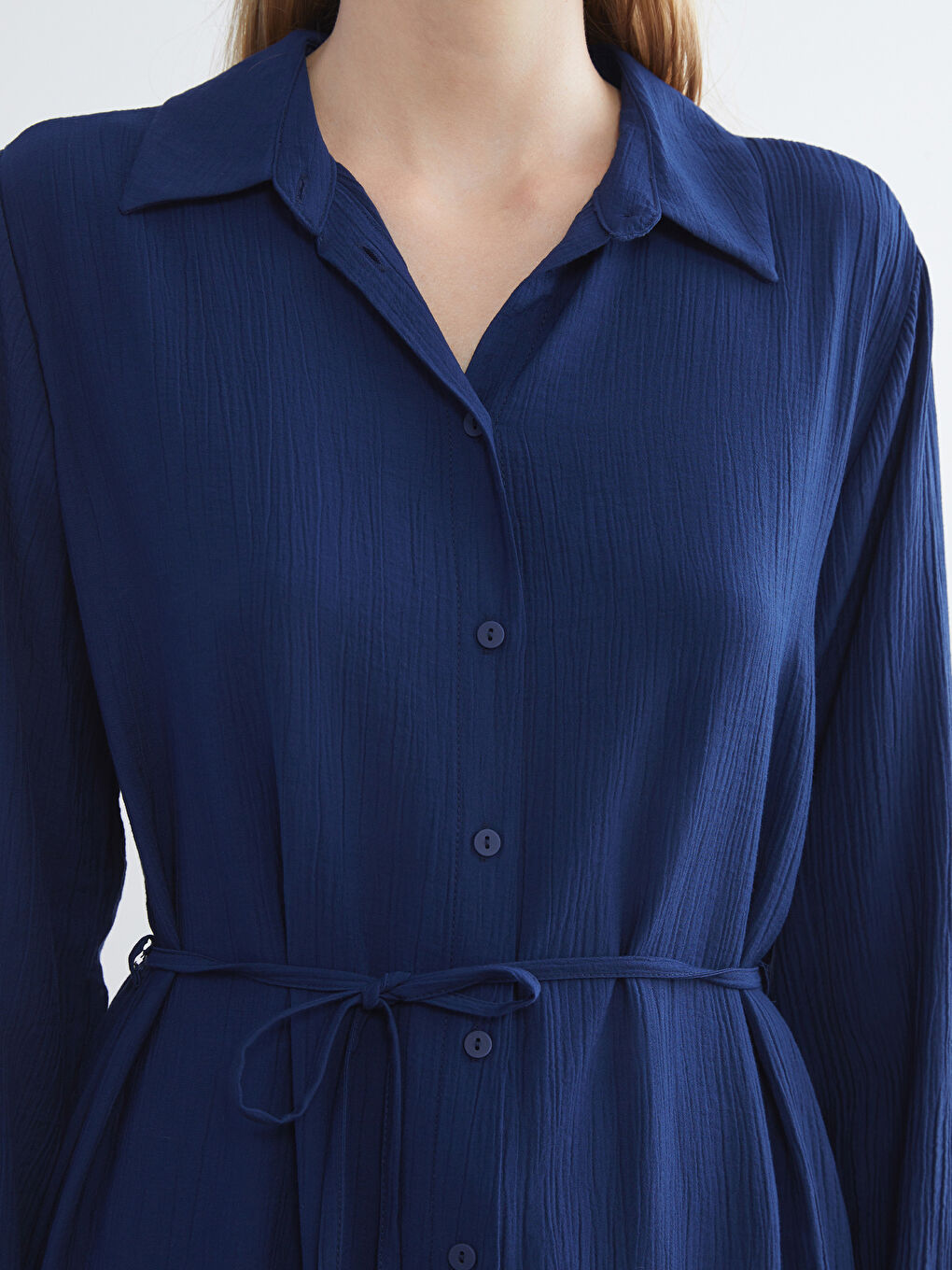 Lacivert Dokulu Oversize Kadın Gömlek Tunik-2