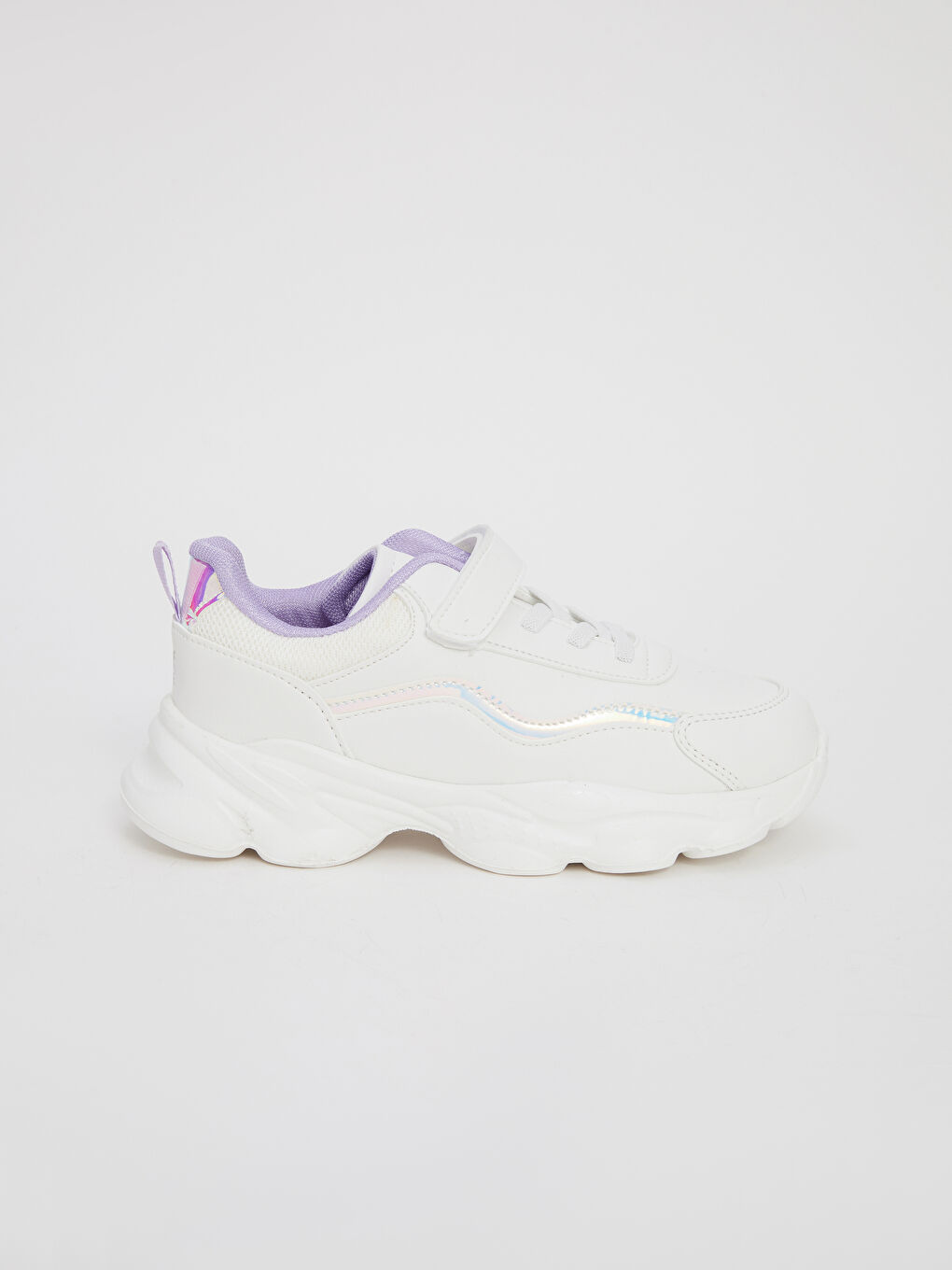 Beyaz Bağcık ve Cırt Cırtlı Kız Çocuk Spor Ayakkabı-1