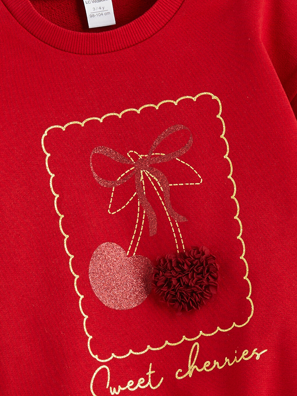 Kırmızı Bisiklet Yaka Kız Çocuk Sweatshirt-1