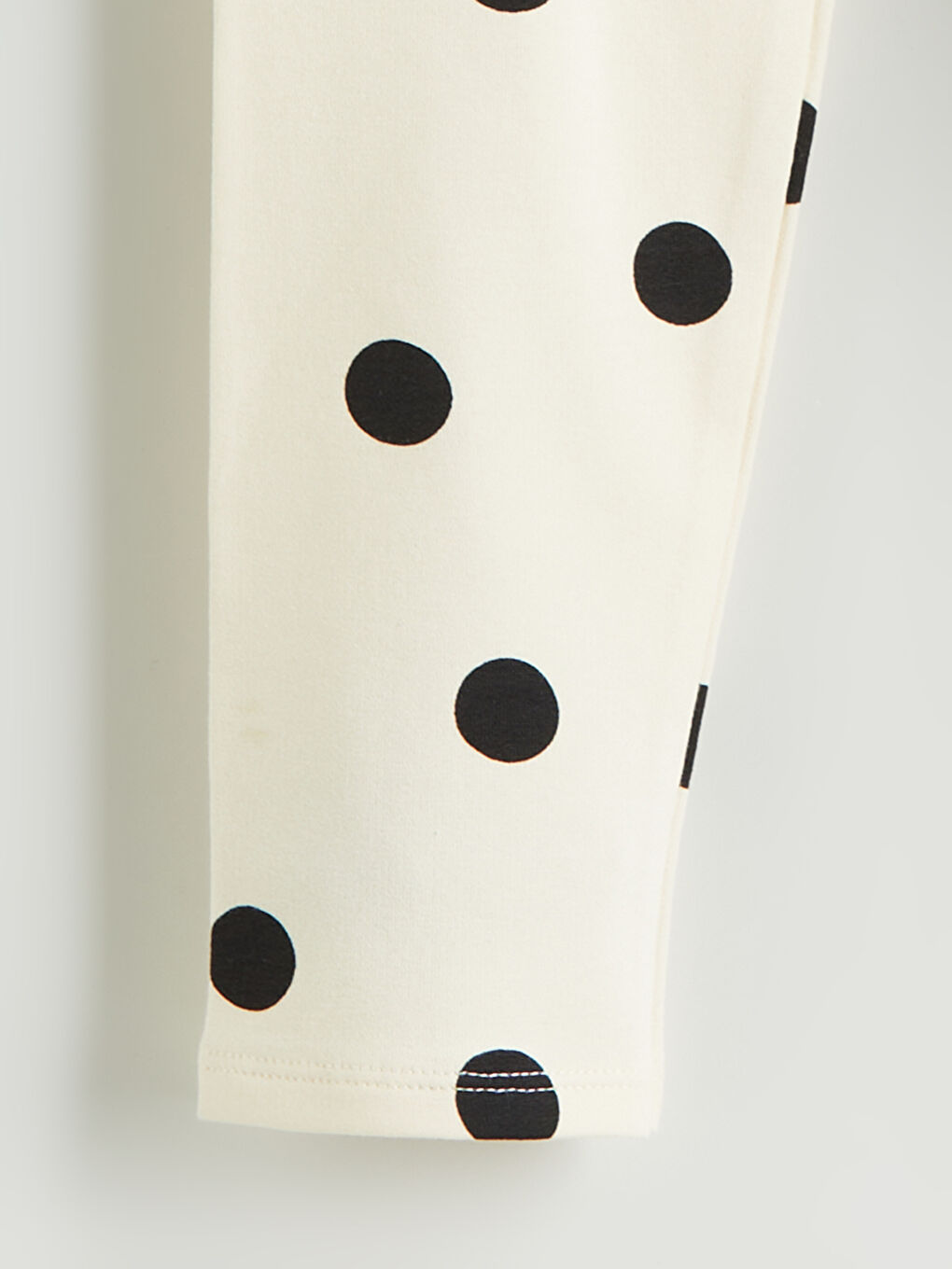 Ekru Beli Lastikli Puantiyeli Kız Çocuk Tayt-2