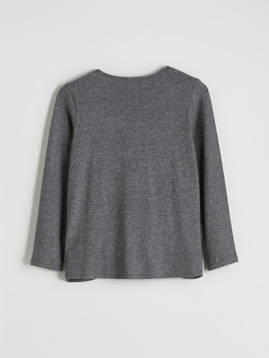 Antrasit Bisiklet Yaka Çiçek Nakışlı Bluz-5