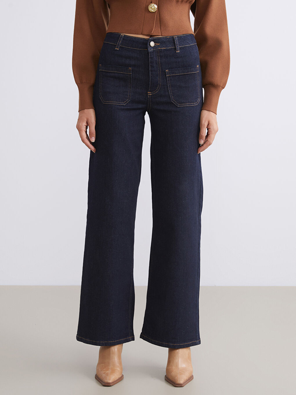 İndigo Wideleg Kadın Jean Pantolon-1