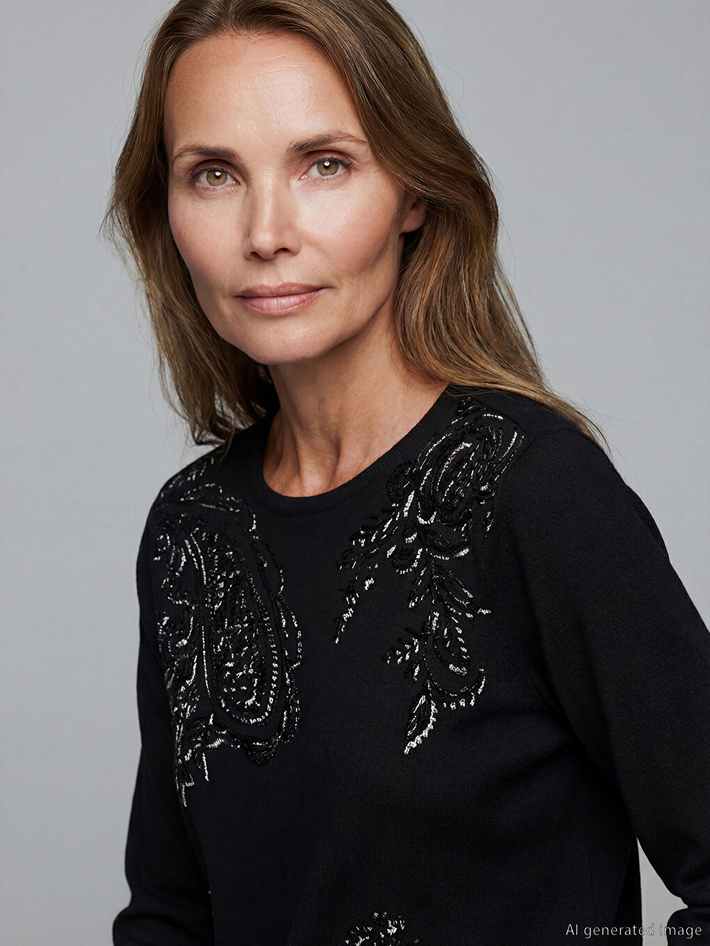 Crew Neck Patterned Women's T-shirt-2