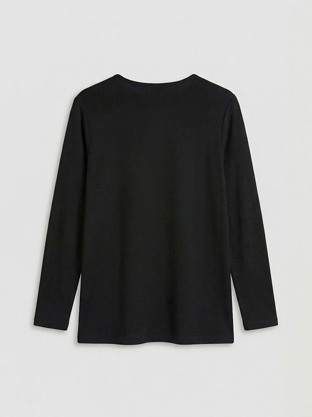 Siyah Bisiklet Yaka Desenli Kadın Tişört-1