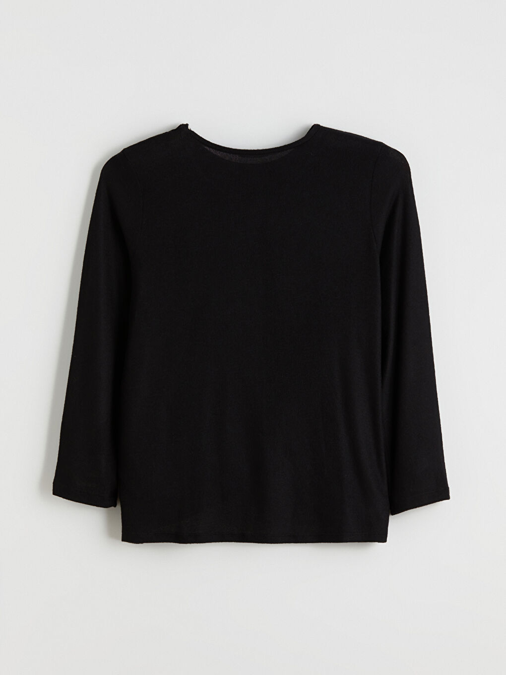 Siyah Bisiklet Yaka Desenli Kadın Tişört-5