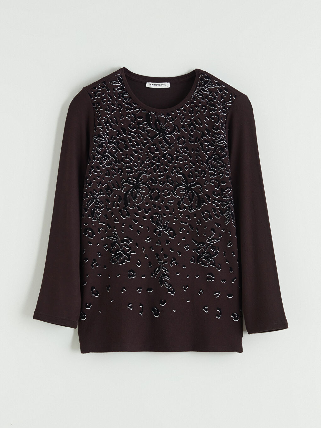 Crew Neck Patterned Women's T-Shirt-4