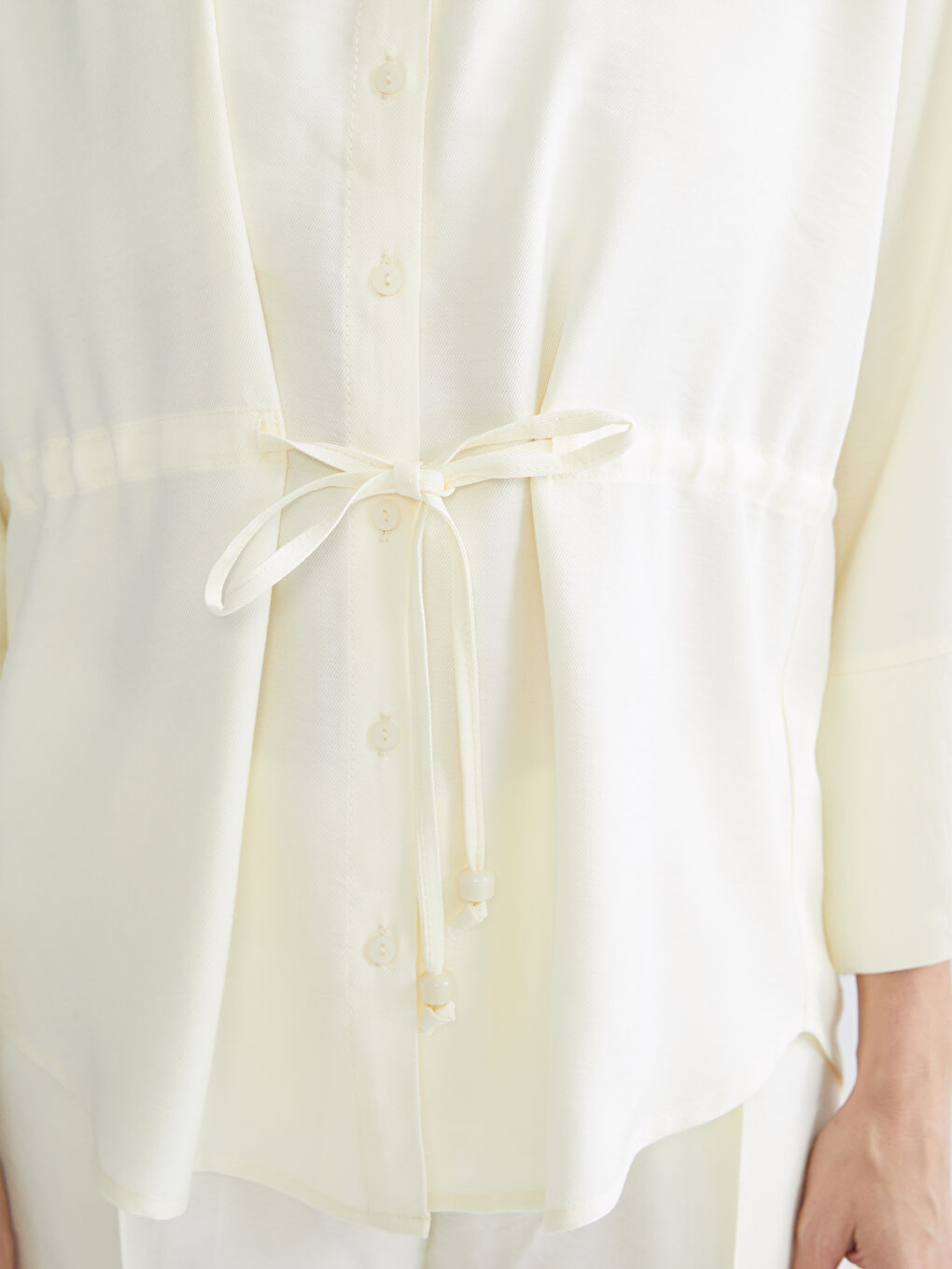 Tie String Detailed Oversize Women's Shirt-4